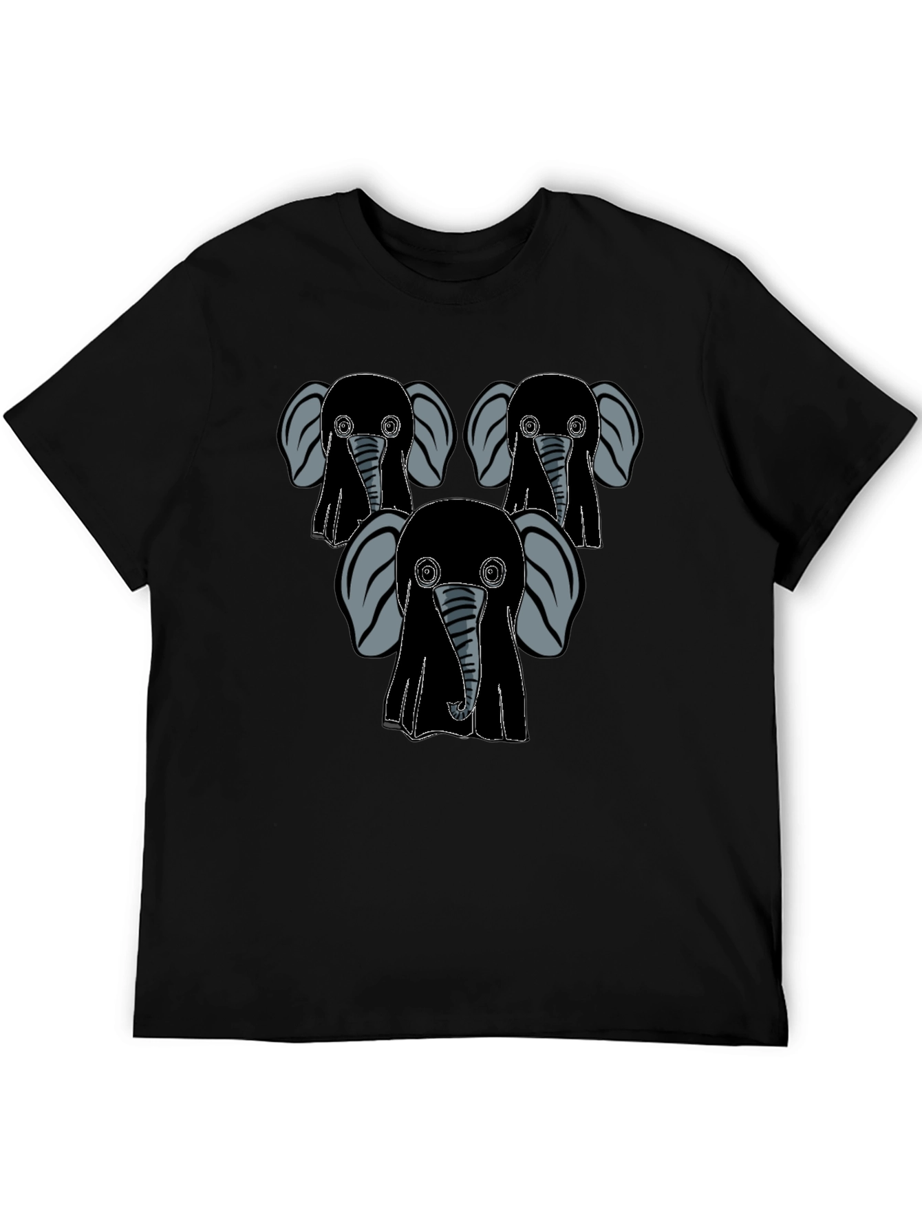 Elephant Graphic Print Mens Black T-Shirt