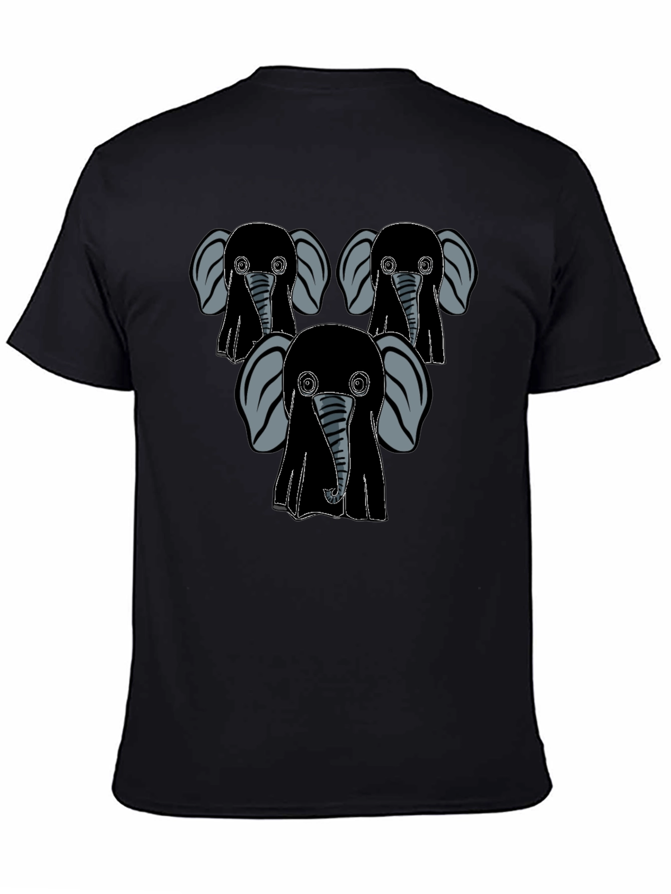 Elephant Graphic Print Mens Black T-Shirt