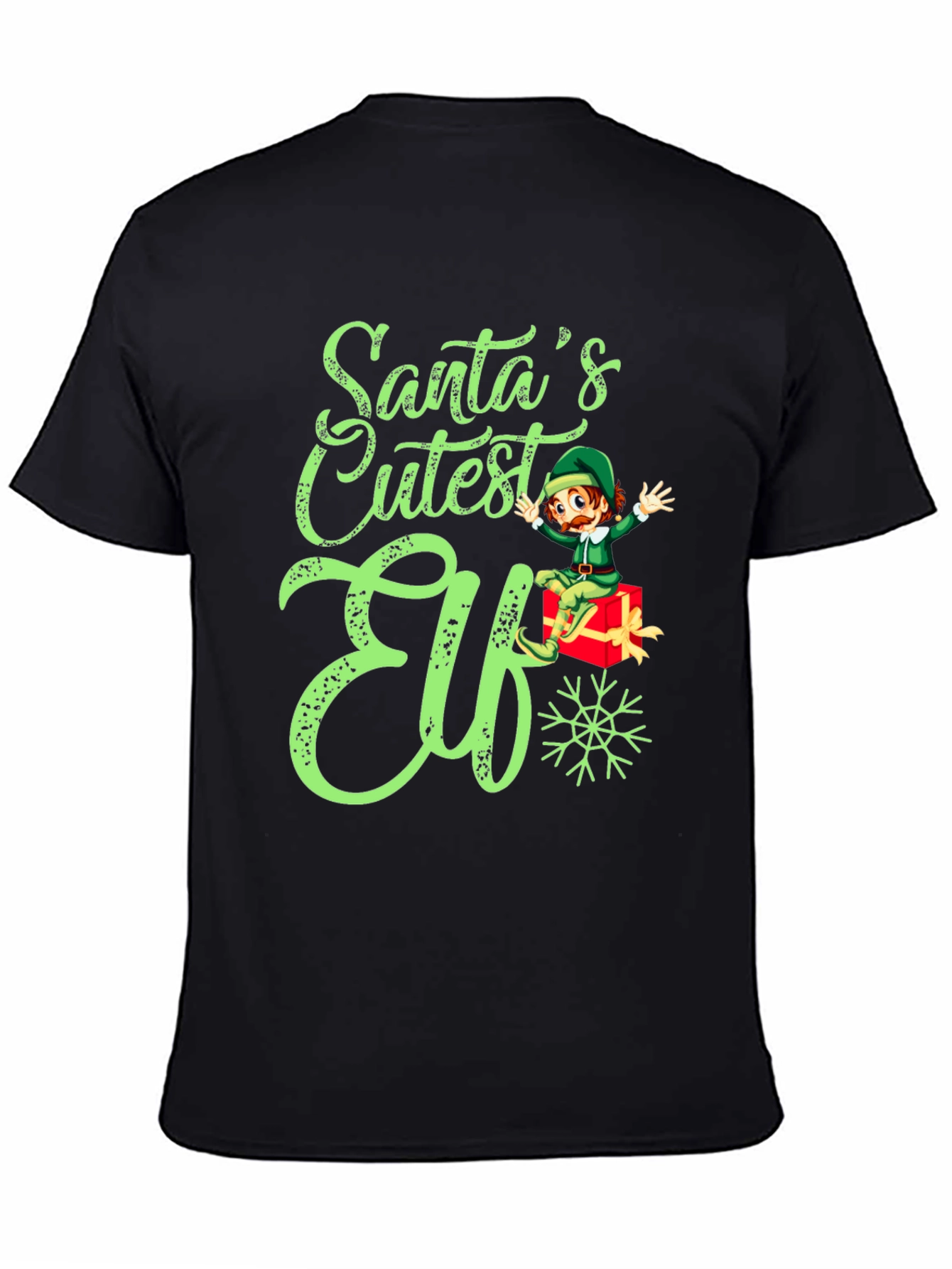 Santas Cutest Elf Christmas Graphic Tee Shirt
