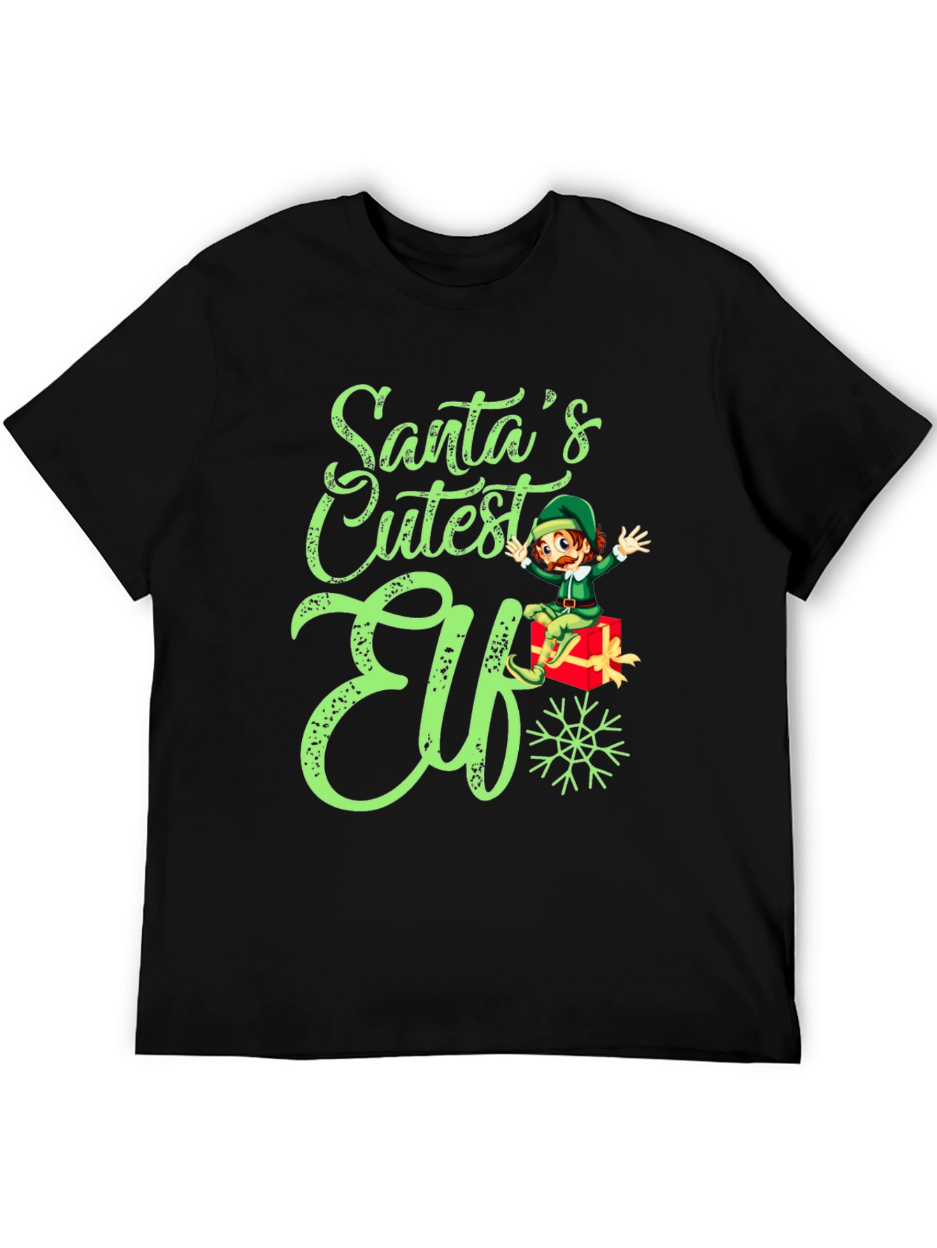 Santas Cutest Elf Christmas Graphic Tee Shirt