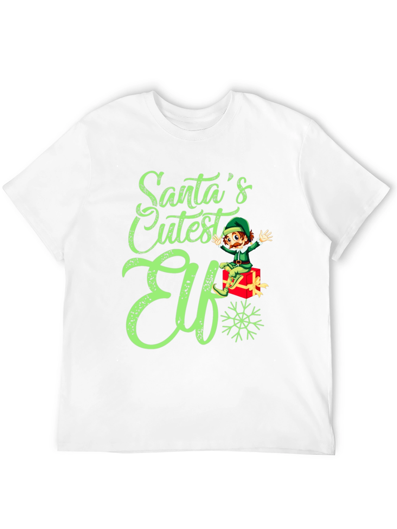Santas Cutest Elf Christmas Graphic Tee Shirt