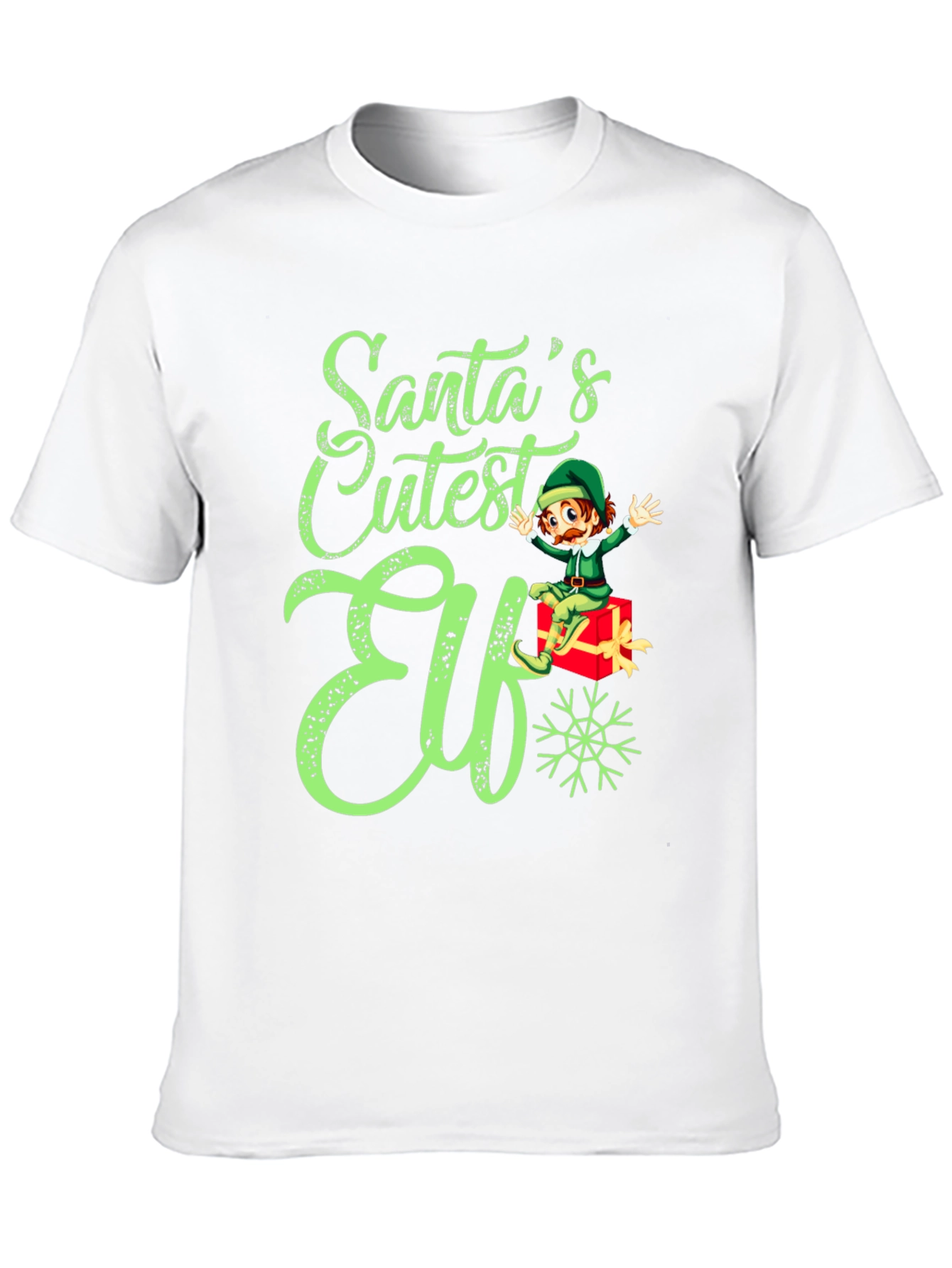 Santas Cutest Elf Christmas Graphic Tee Shirt