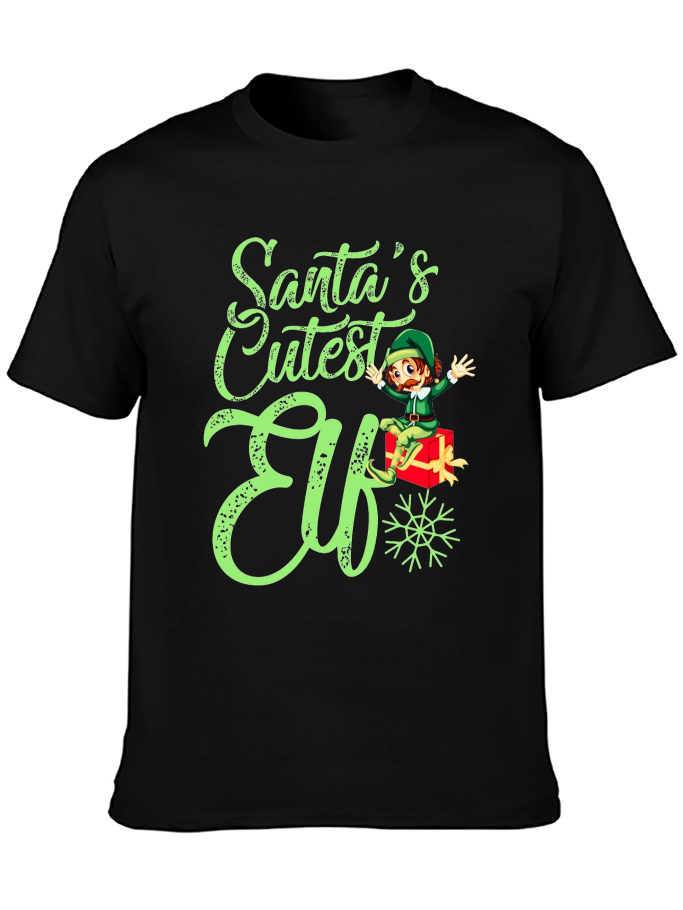 Santas Cutest Elf Christmas Graphic Tee Shirt
