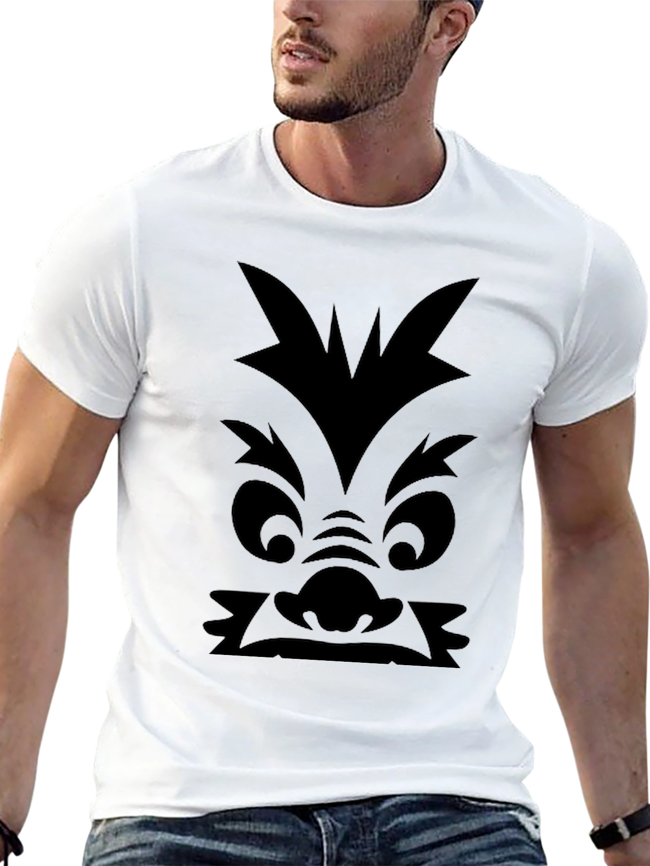 Monster Face Graphic Print Black T-Shirt