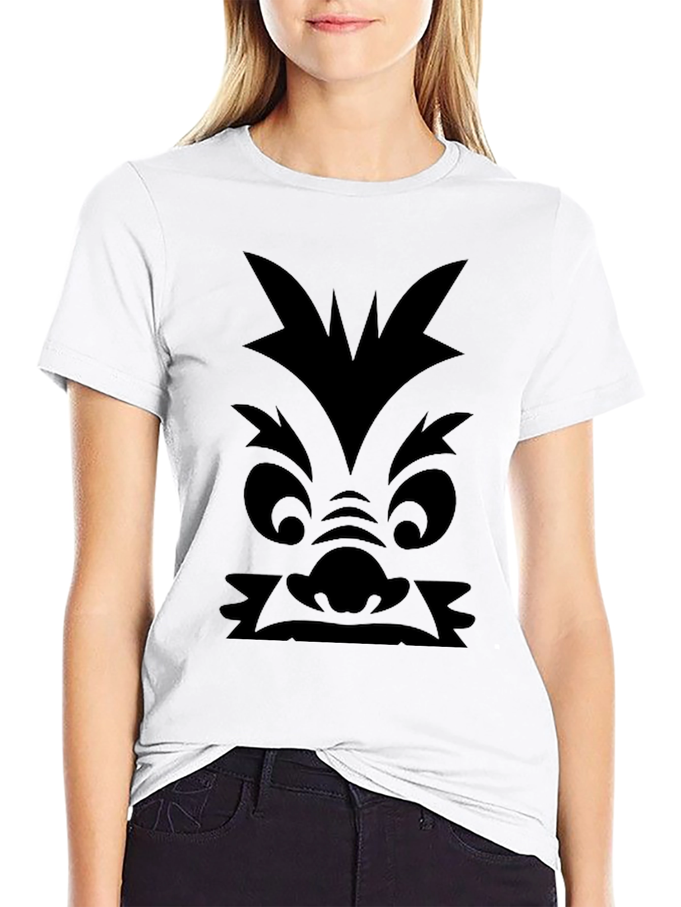 Monster Face Graphic Print Black T-Shirt