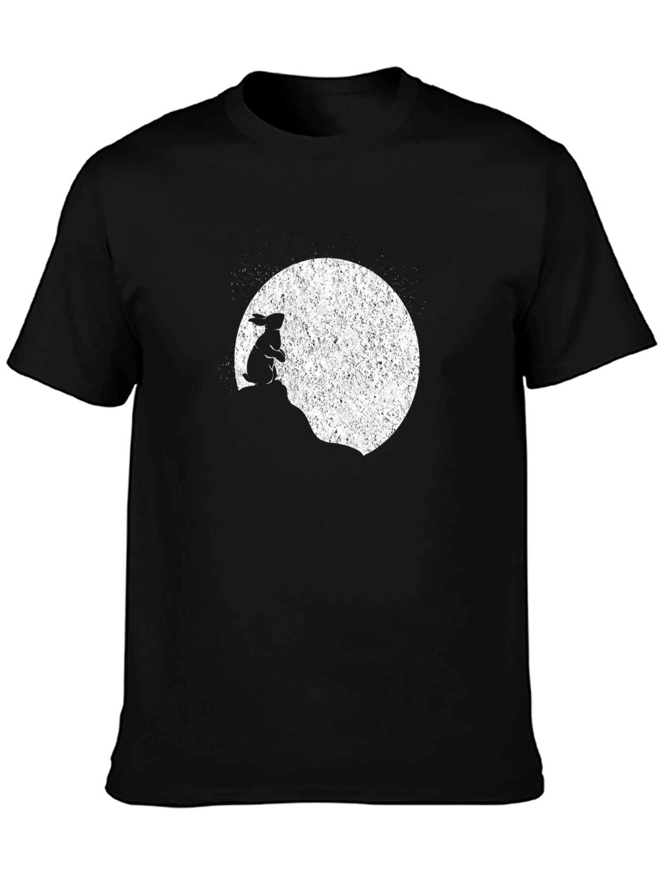 Rabbit Moon Mens Black Graphic T-Shirt