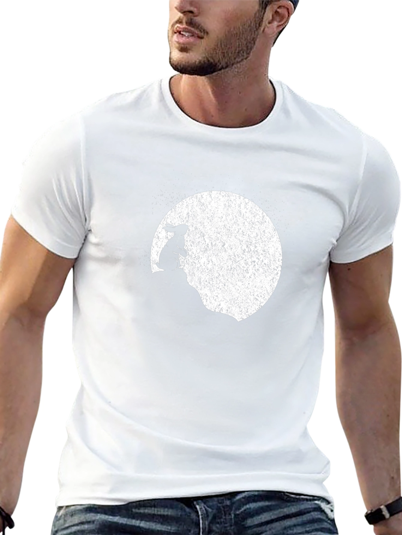 Rabbit Moon Mens Black Graphic T-Shirt