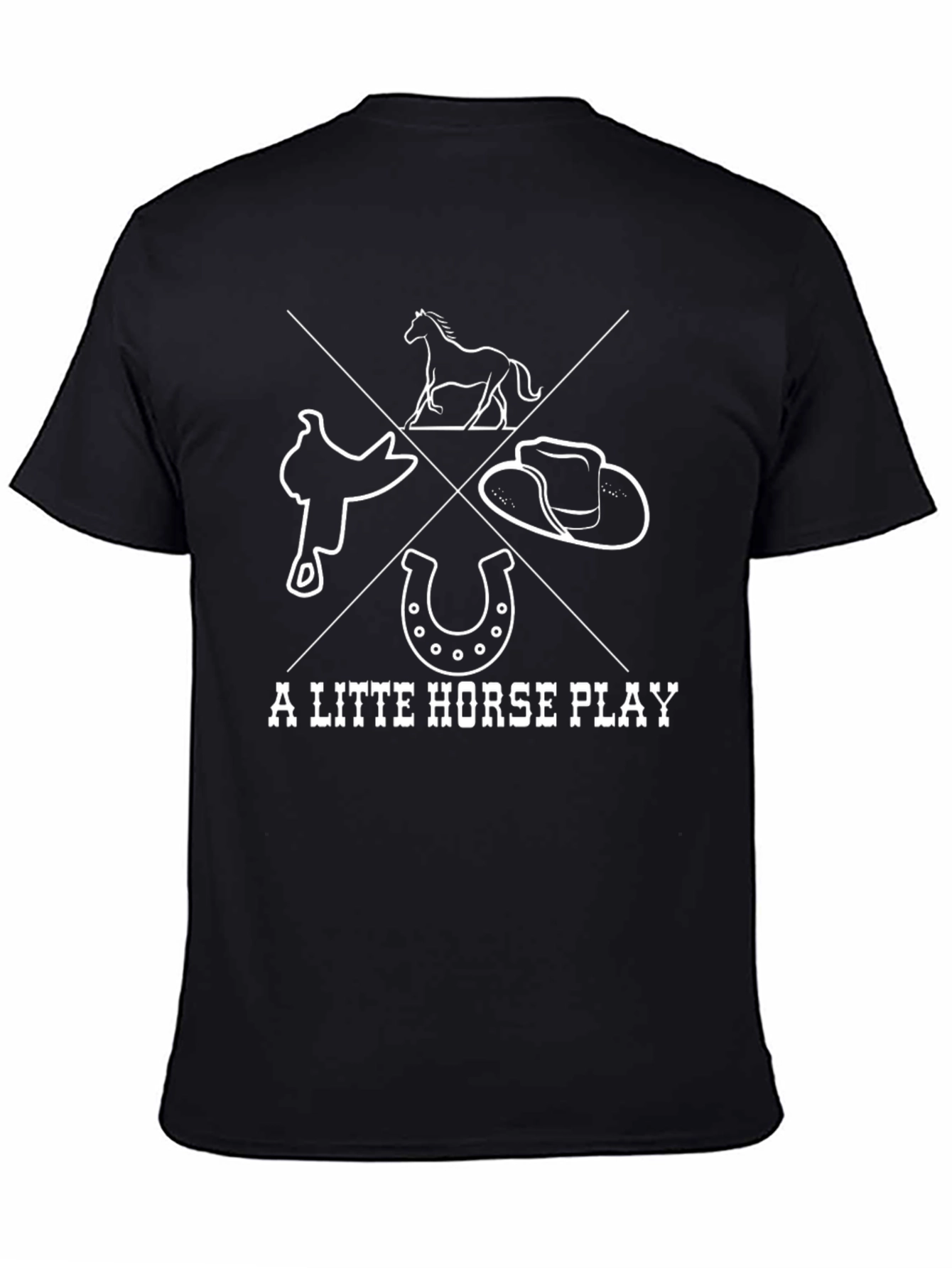 A Little Horse Play Black Graphic Tee
