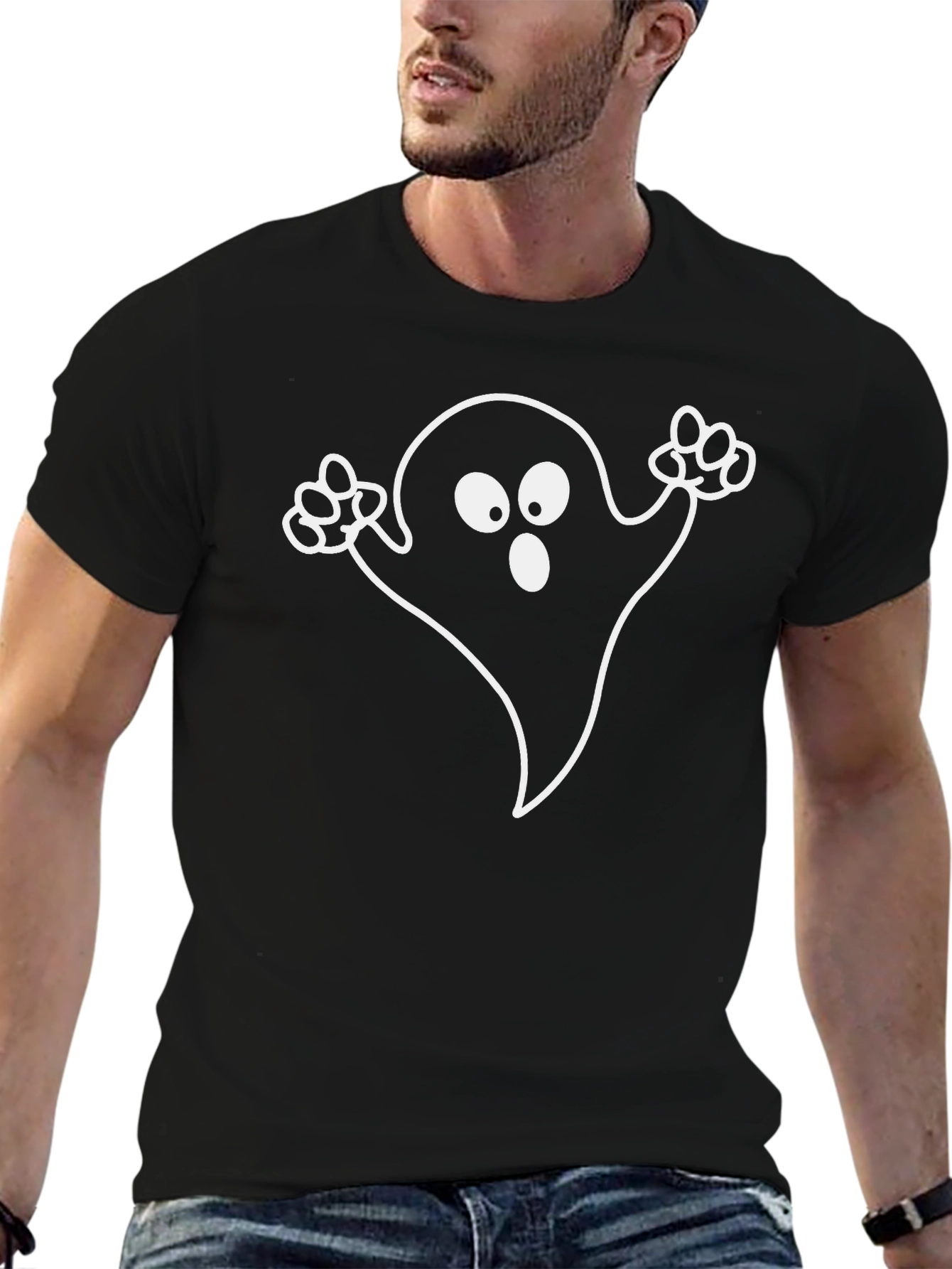 Ghost Graphic Black T-Shirt - Spooky Season Style
