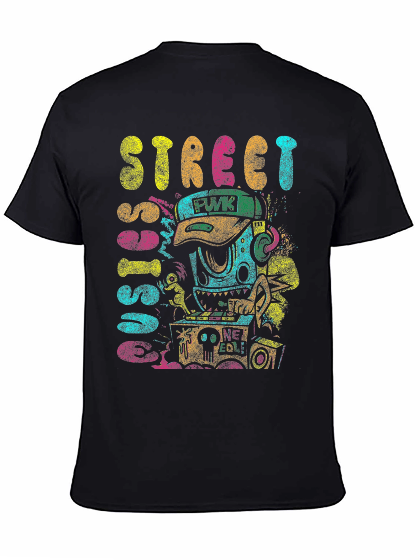 Street Sounds Graphic Tee - Black Cotton T-Shirt