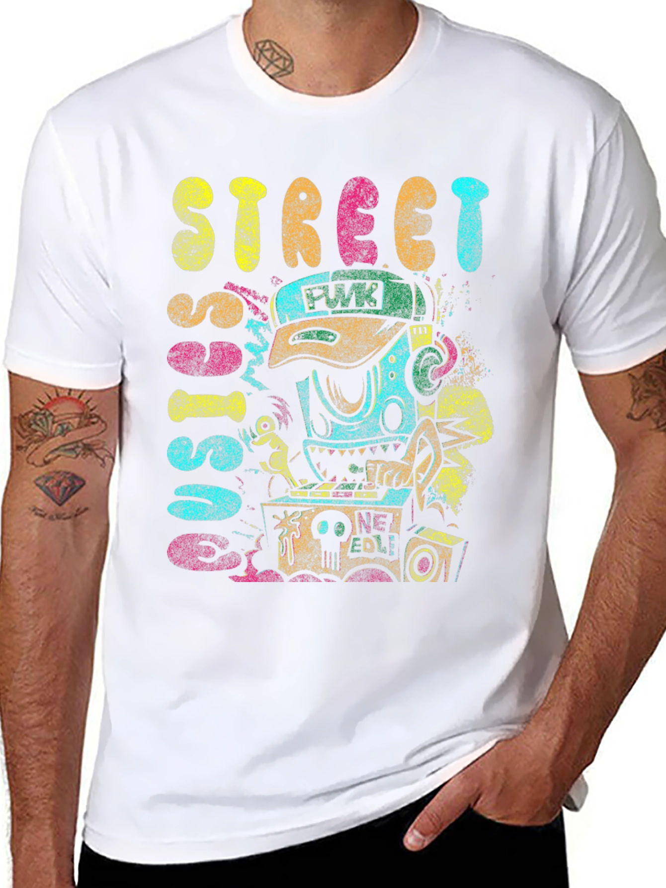 Street Sounds Graphic Tee - Black Cotton T-Shirt