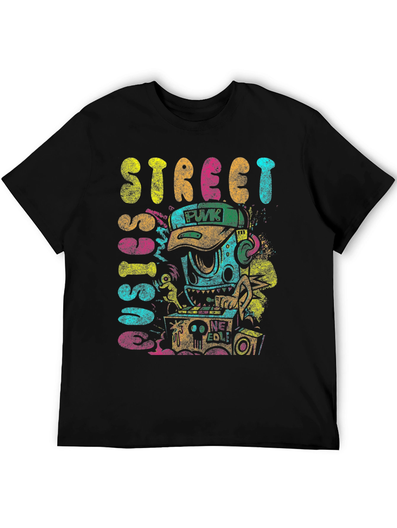 Street Sounds Graphic Tee - Black Cotton T-Shirt
