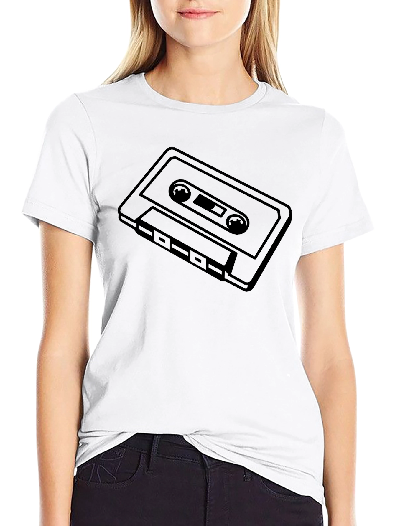 Retro Cassette Tape Graphic Tee - Black