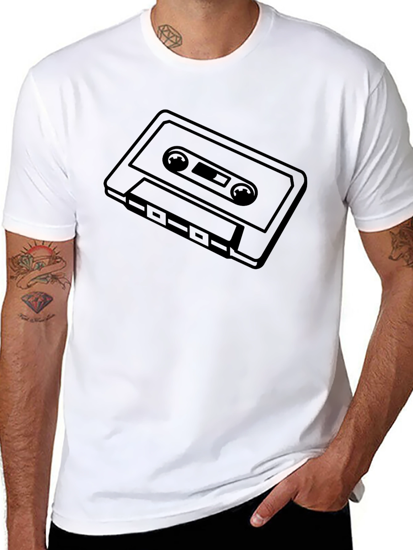 Retro Cassette Tape Graphic Tee - Black