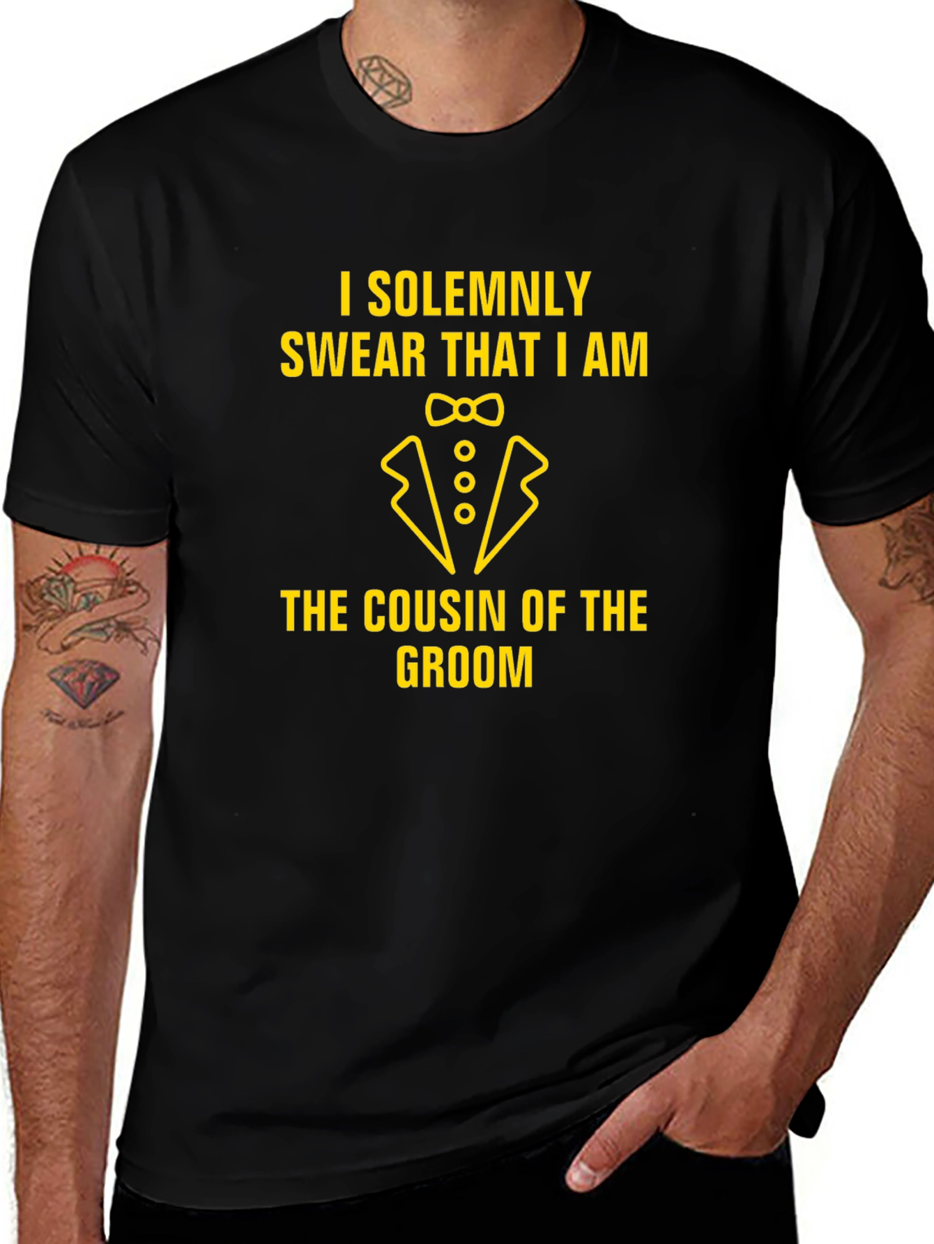 Cousin of the Groom Black Graphic T-Shirt