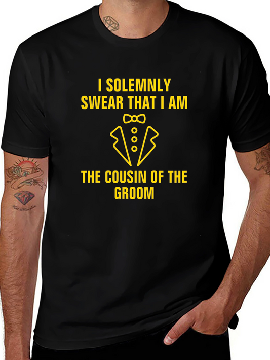 Cousin of the Groom Black Graphic T-Shirt