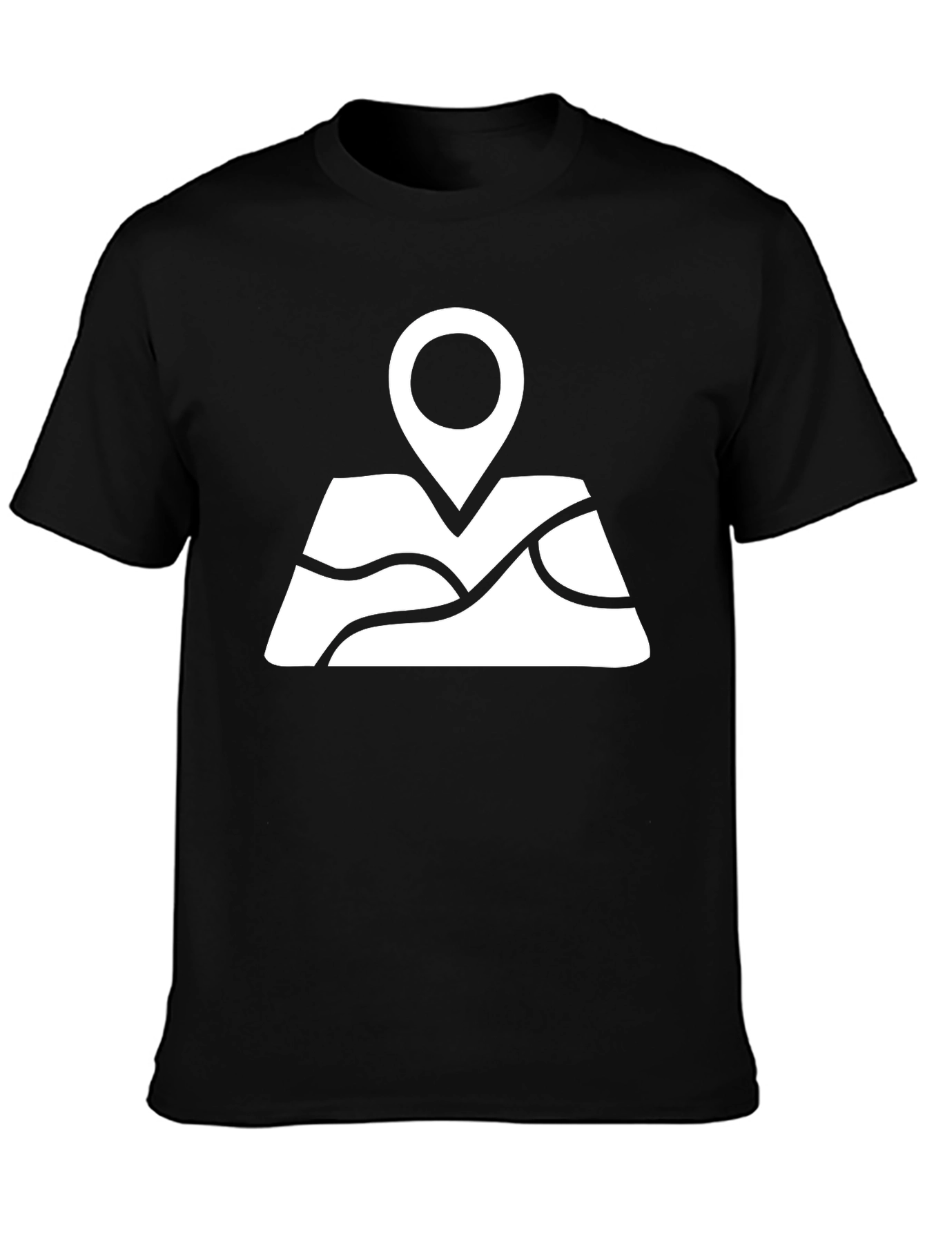 Map Pin Black T-Shirt - Adventure Awaits