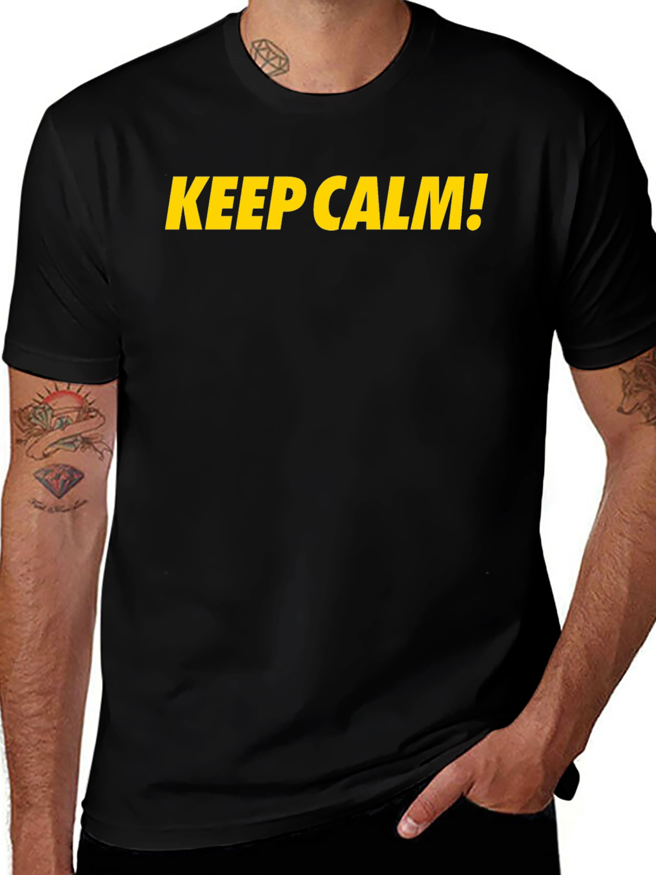 Keep Calm Graphic Tee - Black Cotton Casual T-Shirt