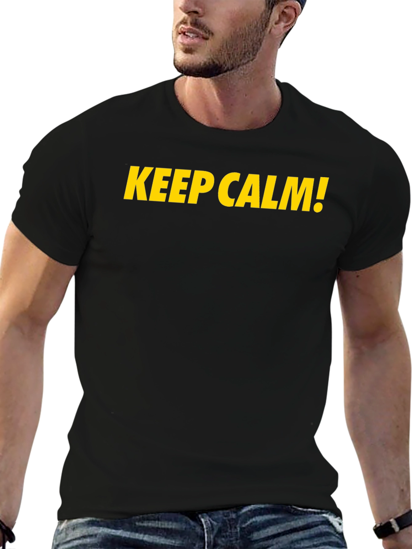 Keep Calm Graphic Tee - Black Cotton Casual T-Shirt