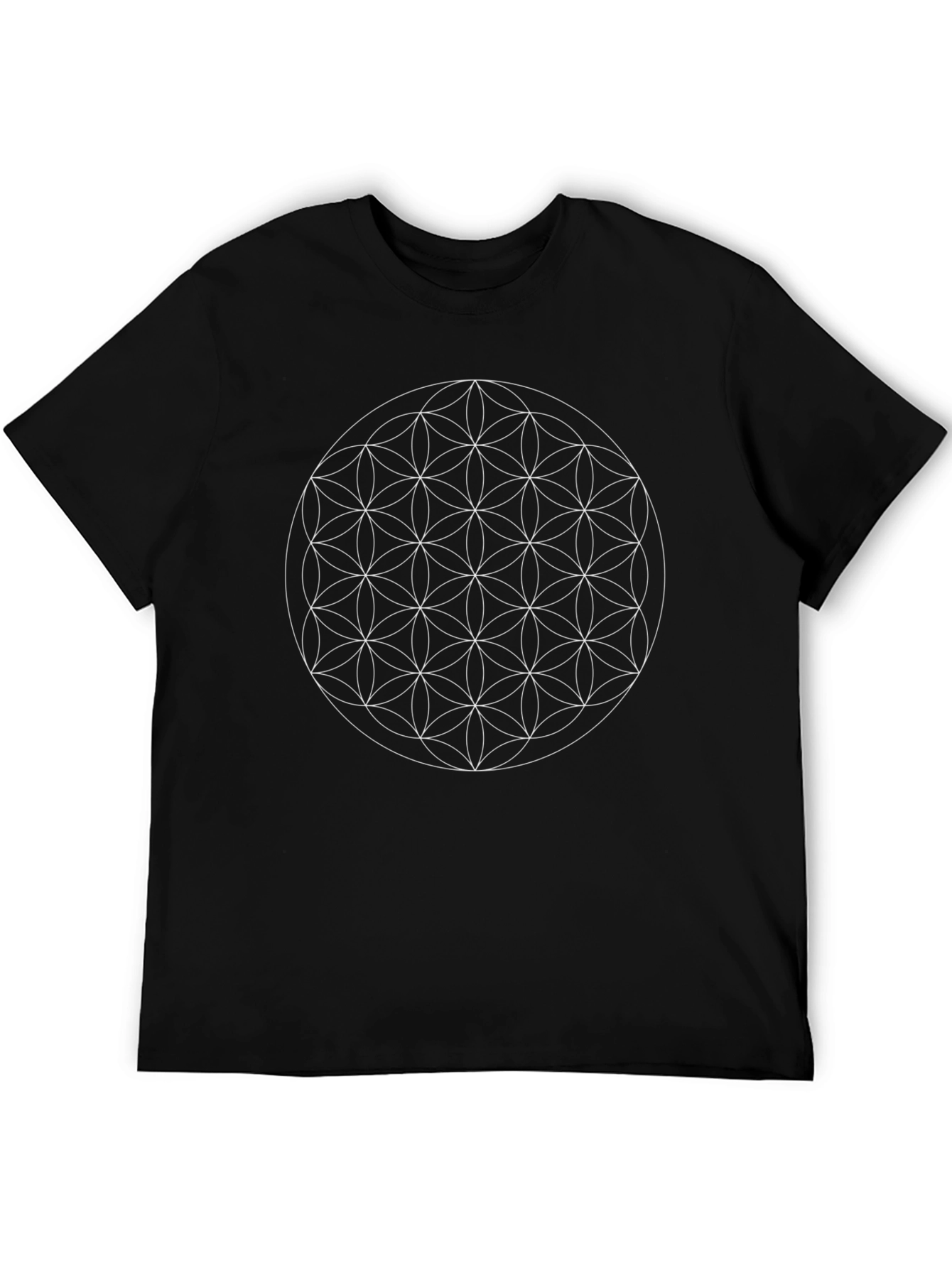 Flower of Life T-Shirt - Geometric Pattern Black Tee