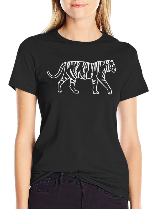Striking Tiger Graphic Tee - Black Cotton Shirt