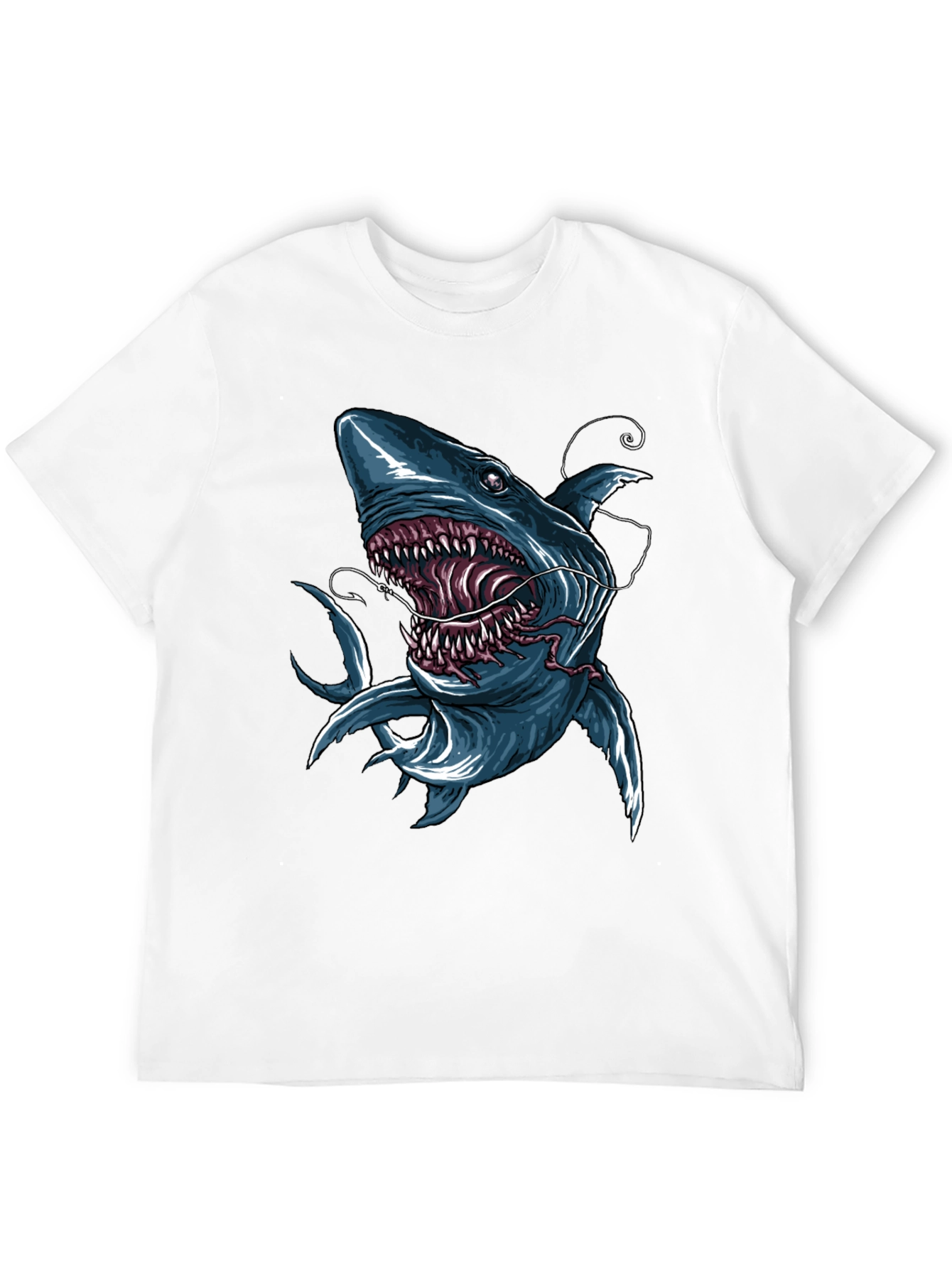 Mens Shark Graphic Print Black T-Shirt