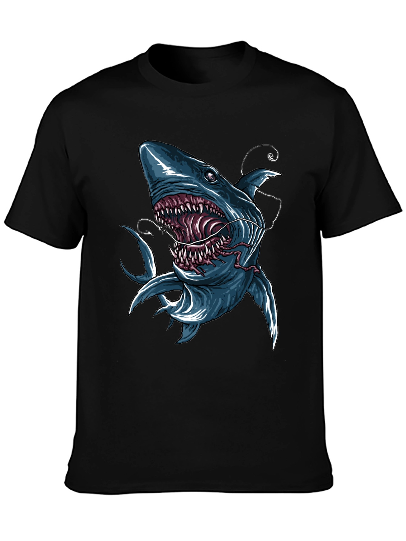 Mens Shark Graphic Print Black T-Shirt