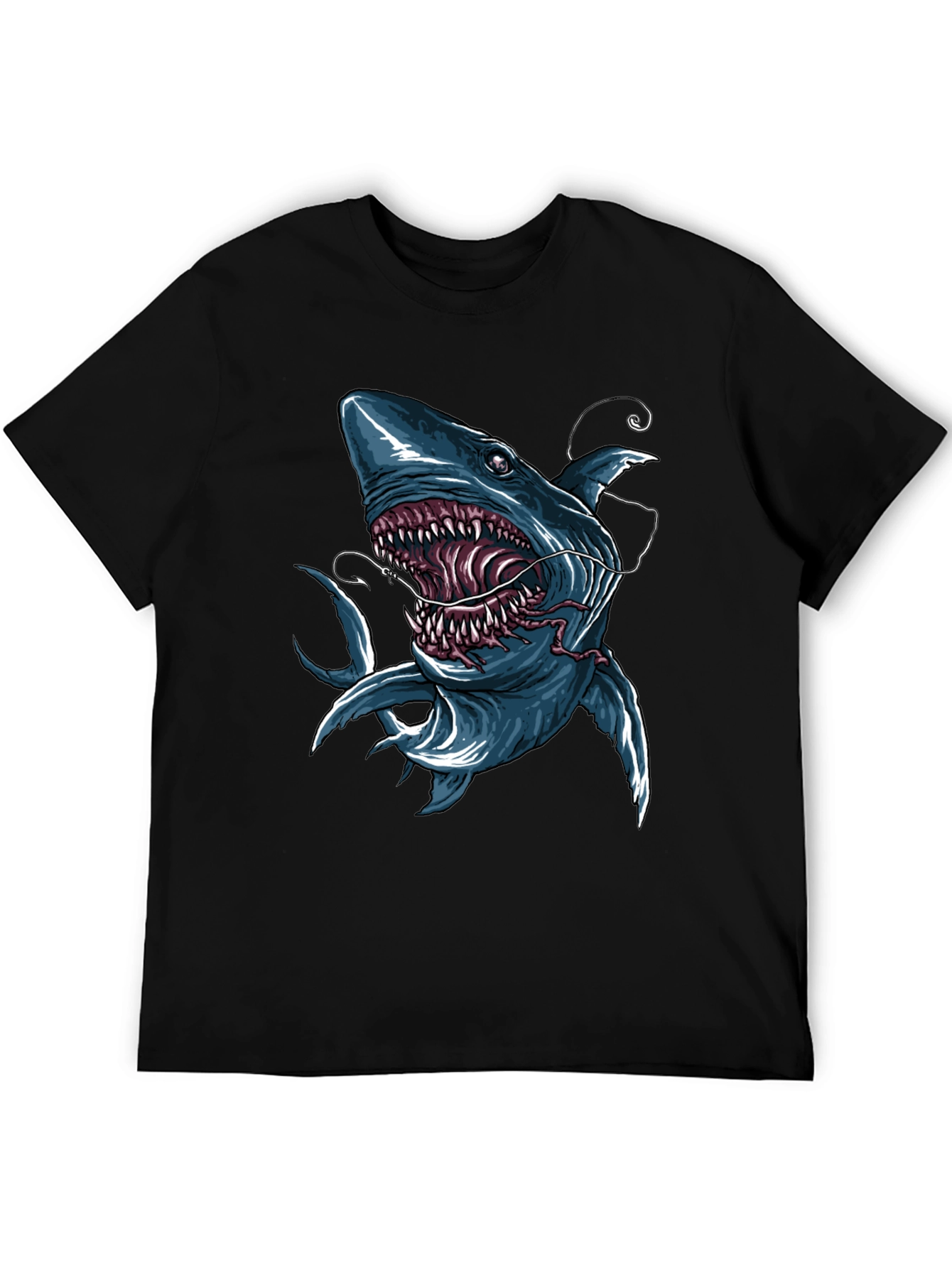 Mens Shark Graphic Print Black T-Shirt