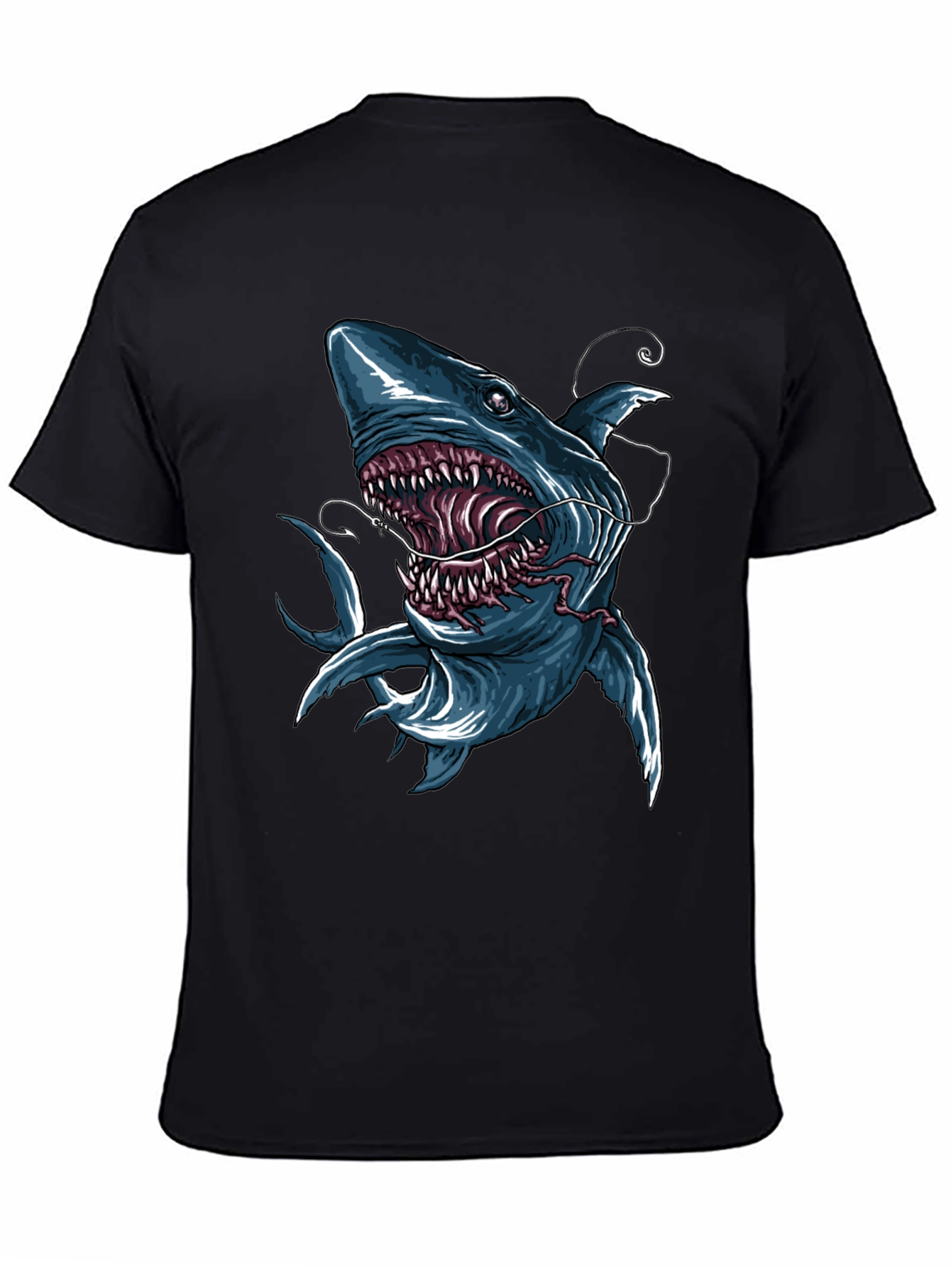 Mens Shark Graphic Print Black T-Shirt
