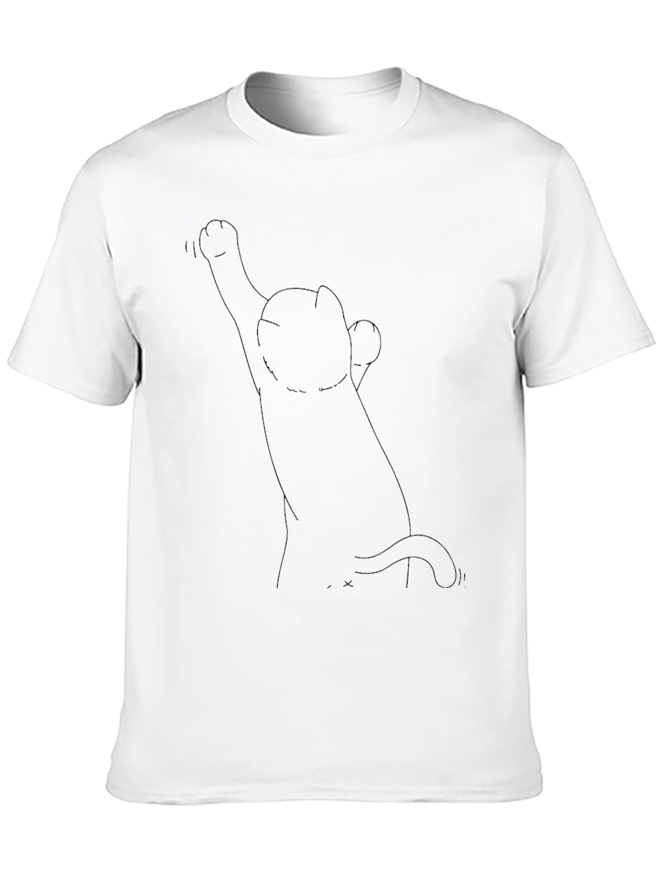Mens Black T-Shirt with Cat Design