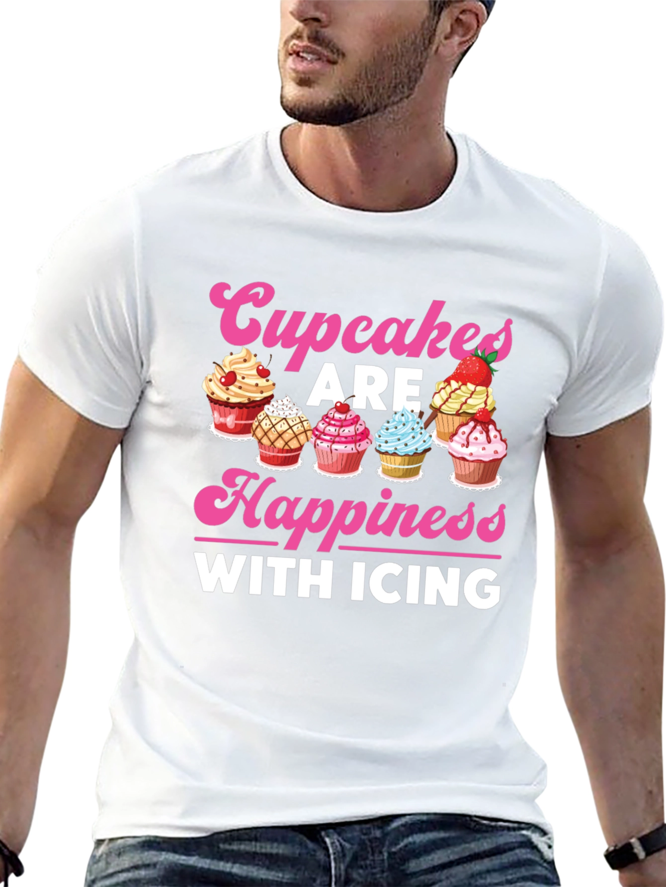 Cupcakes Are Happiness with Icing Graphic T-Shirt