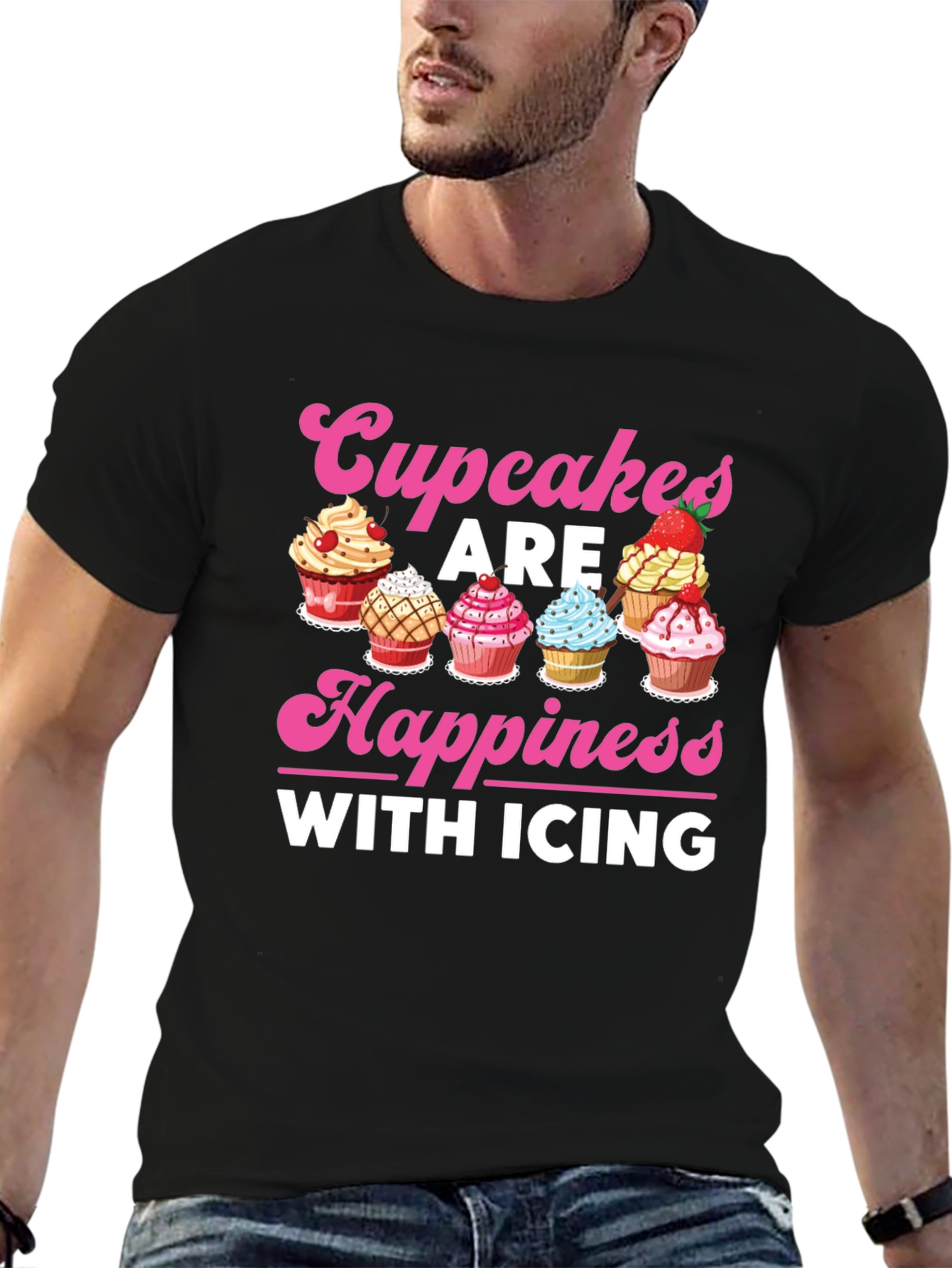 Cupcakes Are Happiness with Icing Graphic T-Shirt