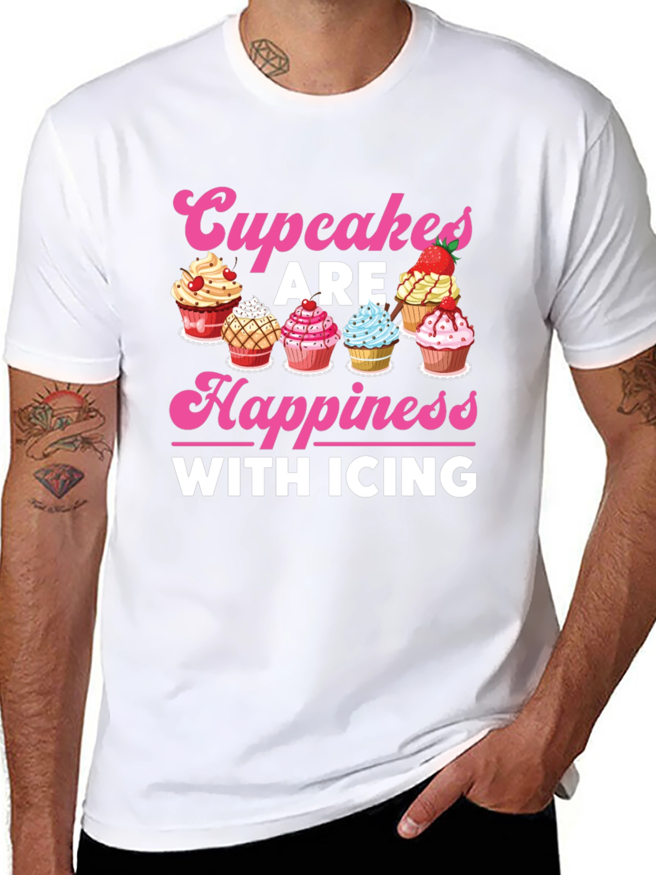 Cupcakes Are Happiness with Icing Graphic T-Shirt