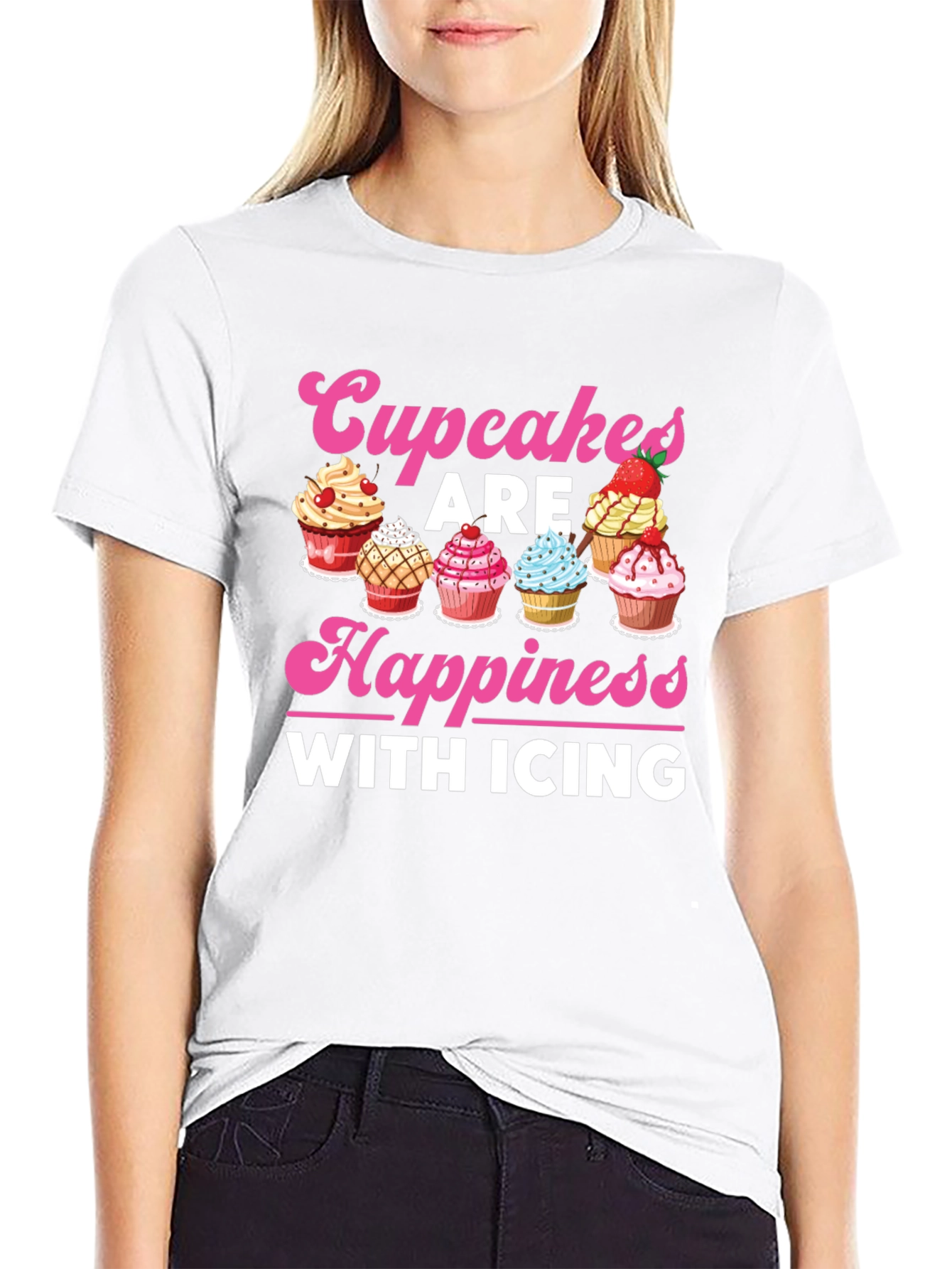 Cupcakes Are Happiness with Icing Graphic T-Shirt