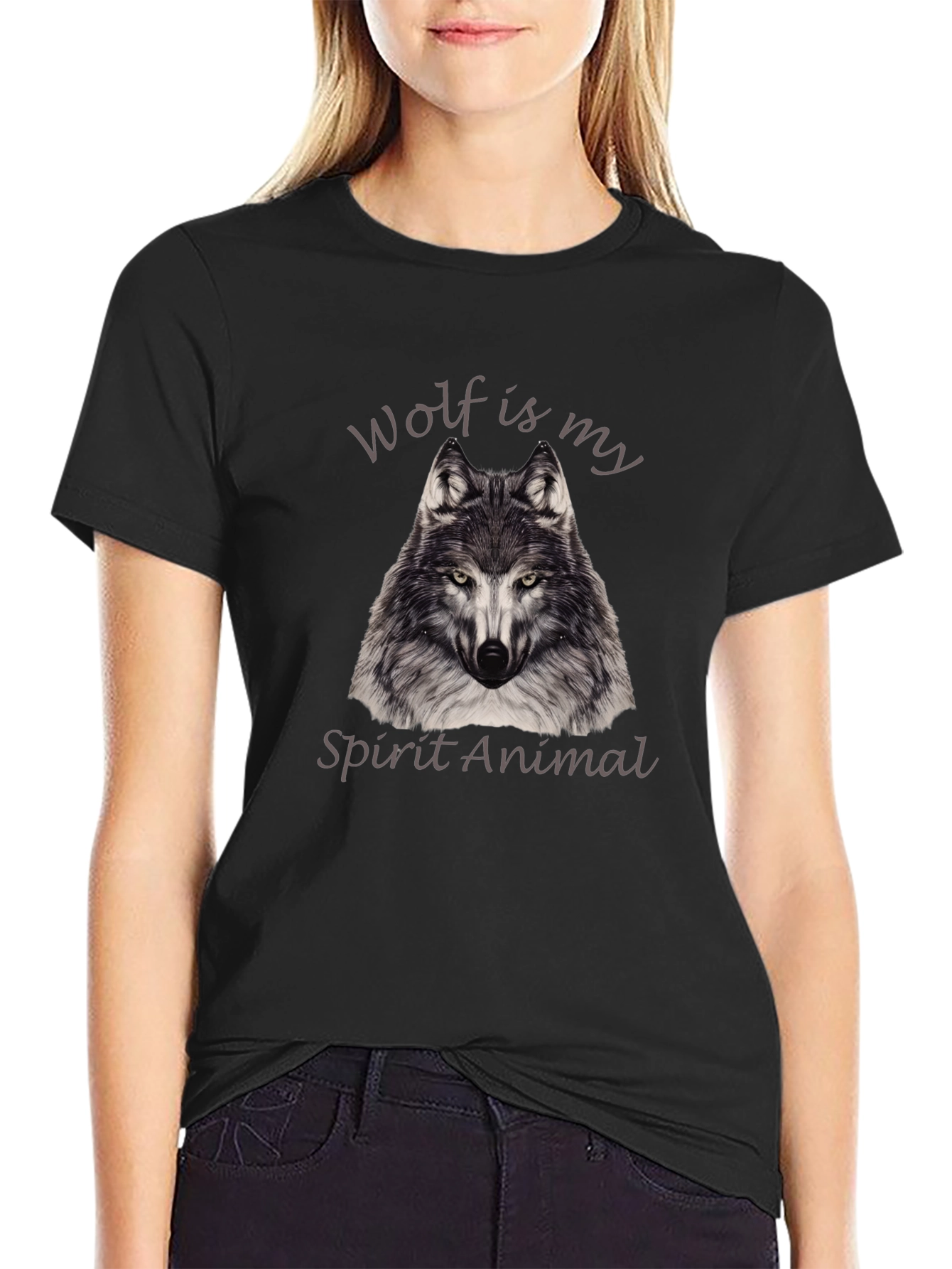 Wolf Spirit Animal Graphic Tee - Black