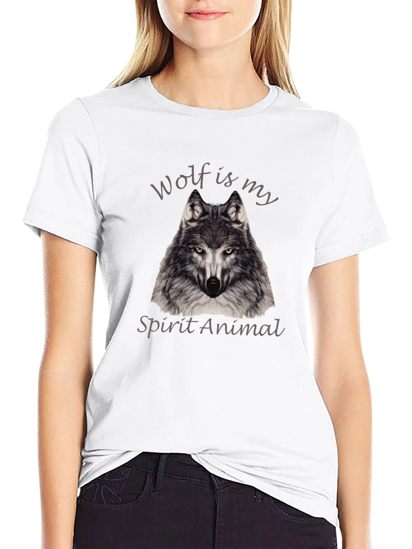 Wolf Spirit Animal Graphic Tee - Black