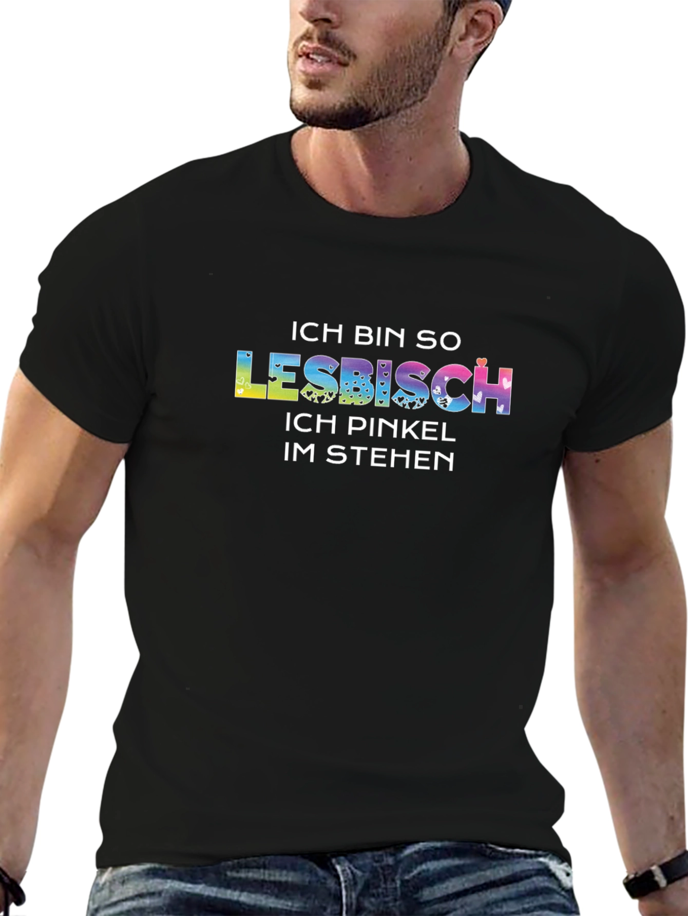 Lesbisch Graphic Tee - Rainbow Text Design