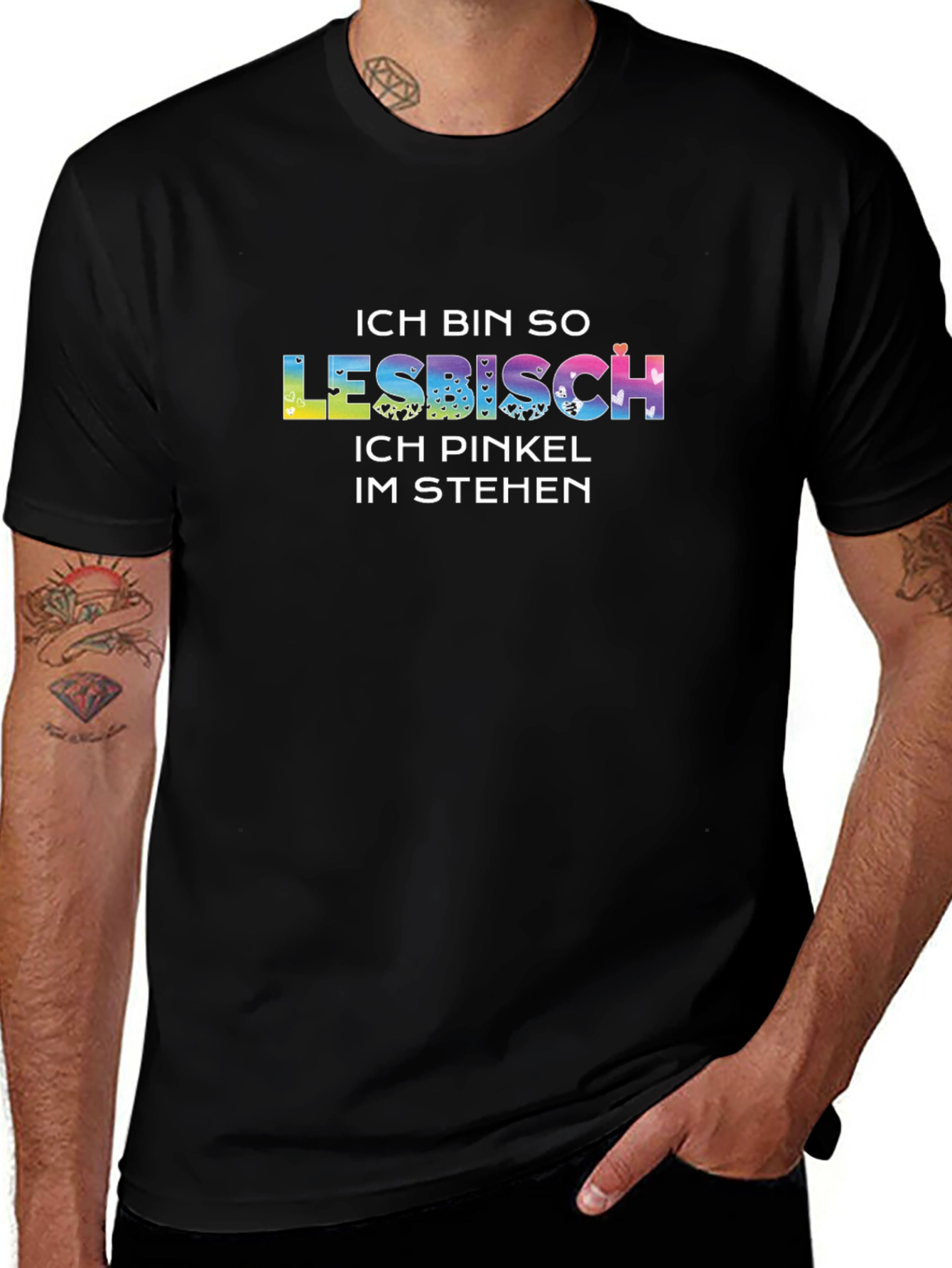 Lesbisch Graphic Tee - Rainbow Text Design