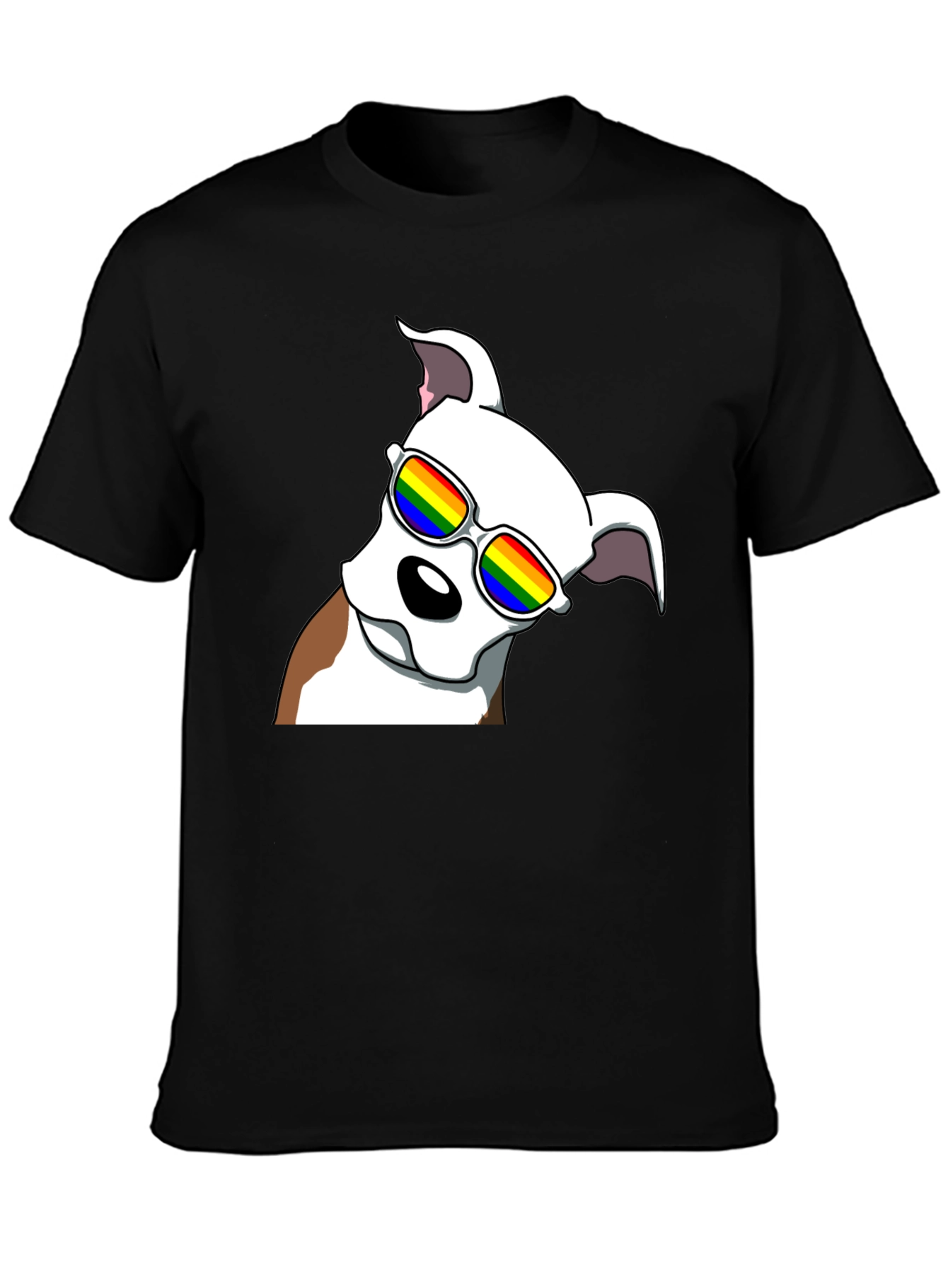 Cool Dog Tee - Rainbow Glasses Black T-Shirt