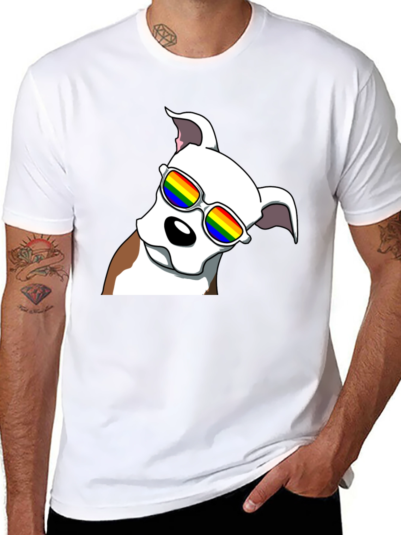 Cool Dog Tee - Rainbow Glasses Black T-Shirt