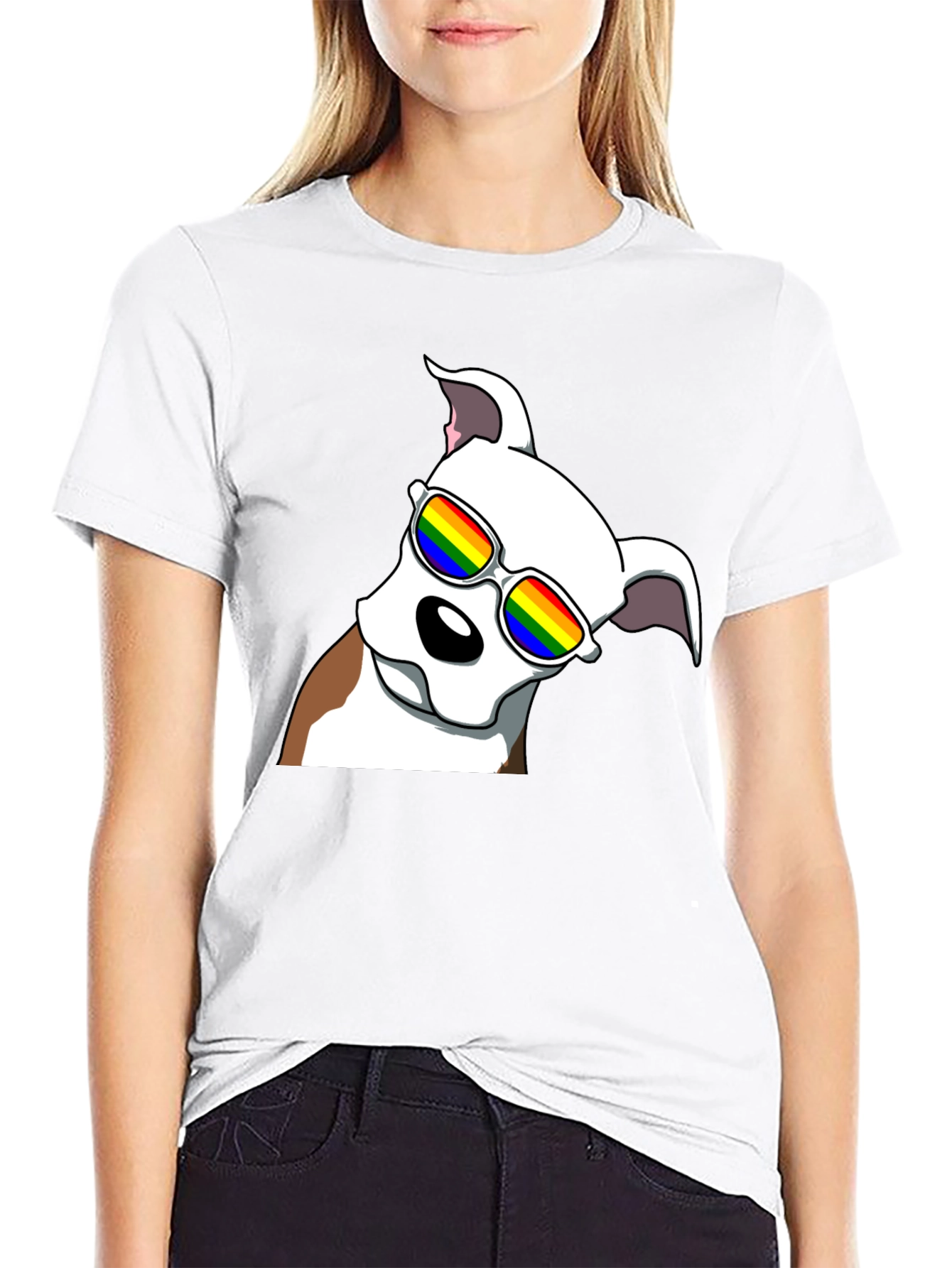 Cool Dog Tee - Rainbow Glasses Black T-Shirt