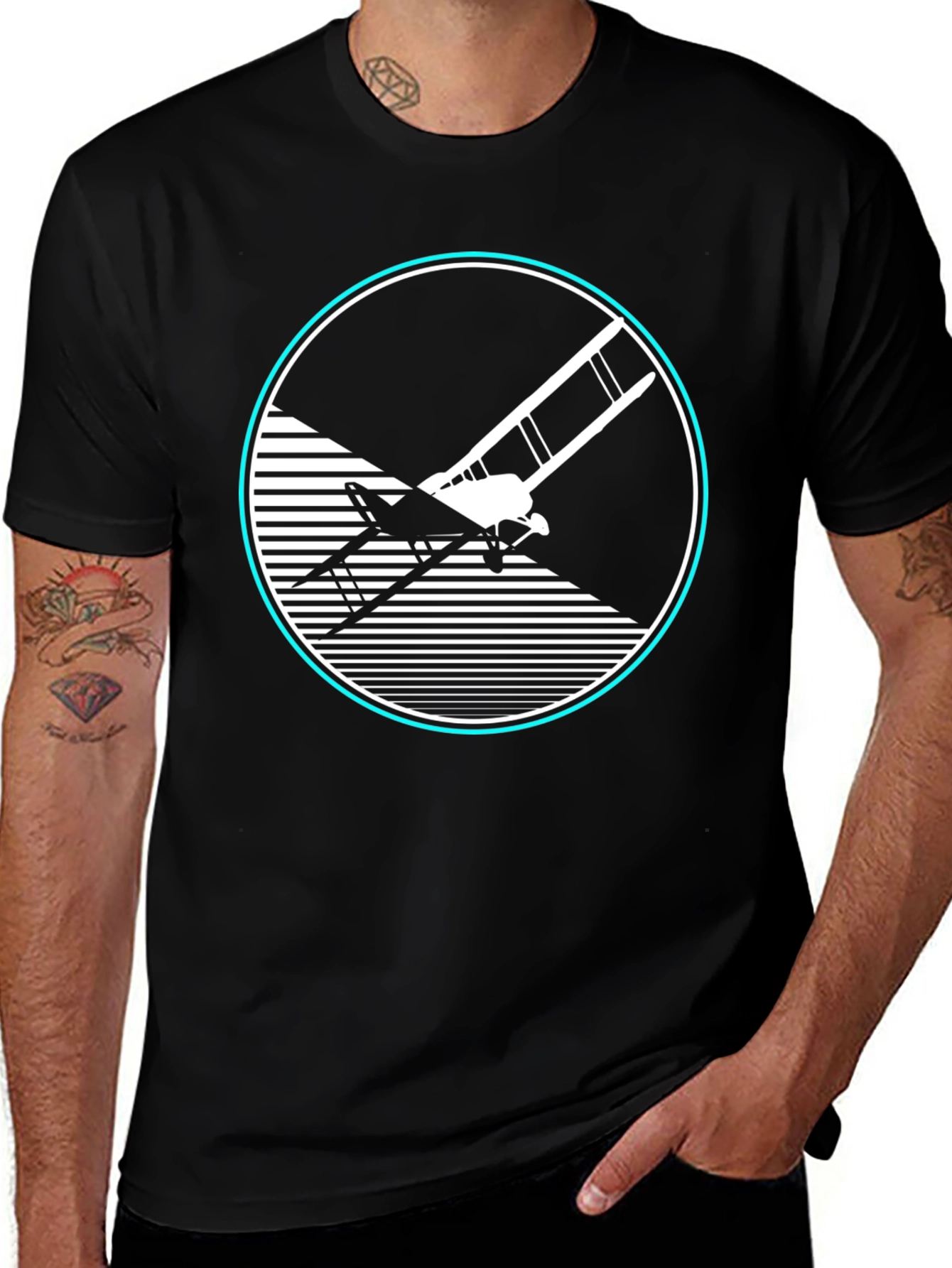 Retro Biplane Graphic Tee - Aviation Style