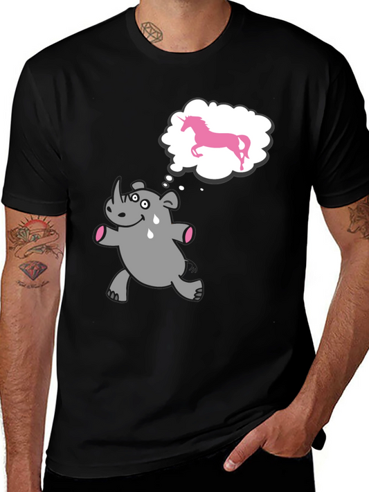 Funny Rhino Unicorn Dream Black T-Shirt