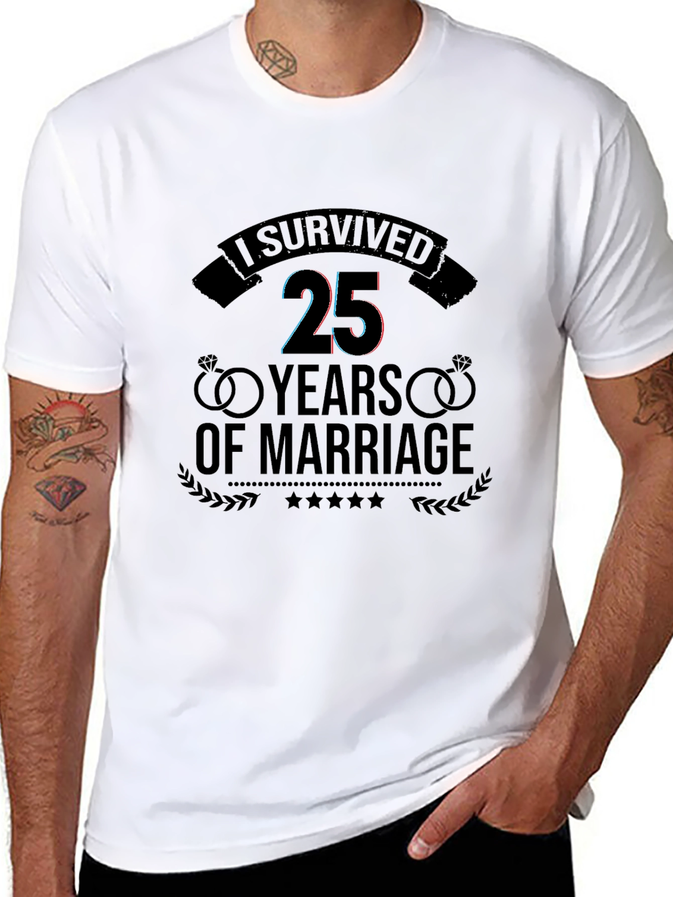 I Survived 25 Years Anniversary Black T-Shirt