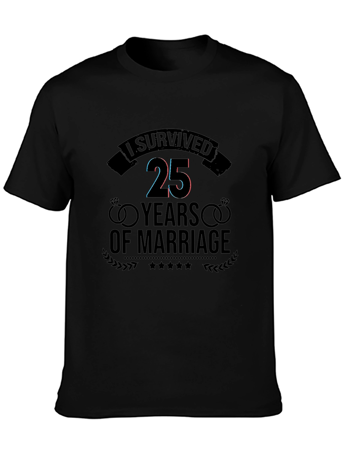 I Survived 25 Years Anniversary Black T-Shirt