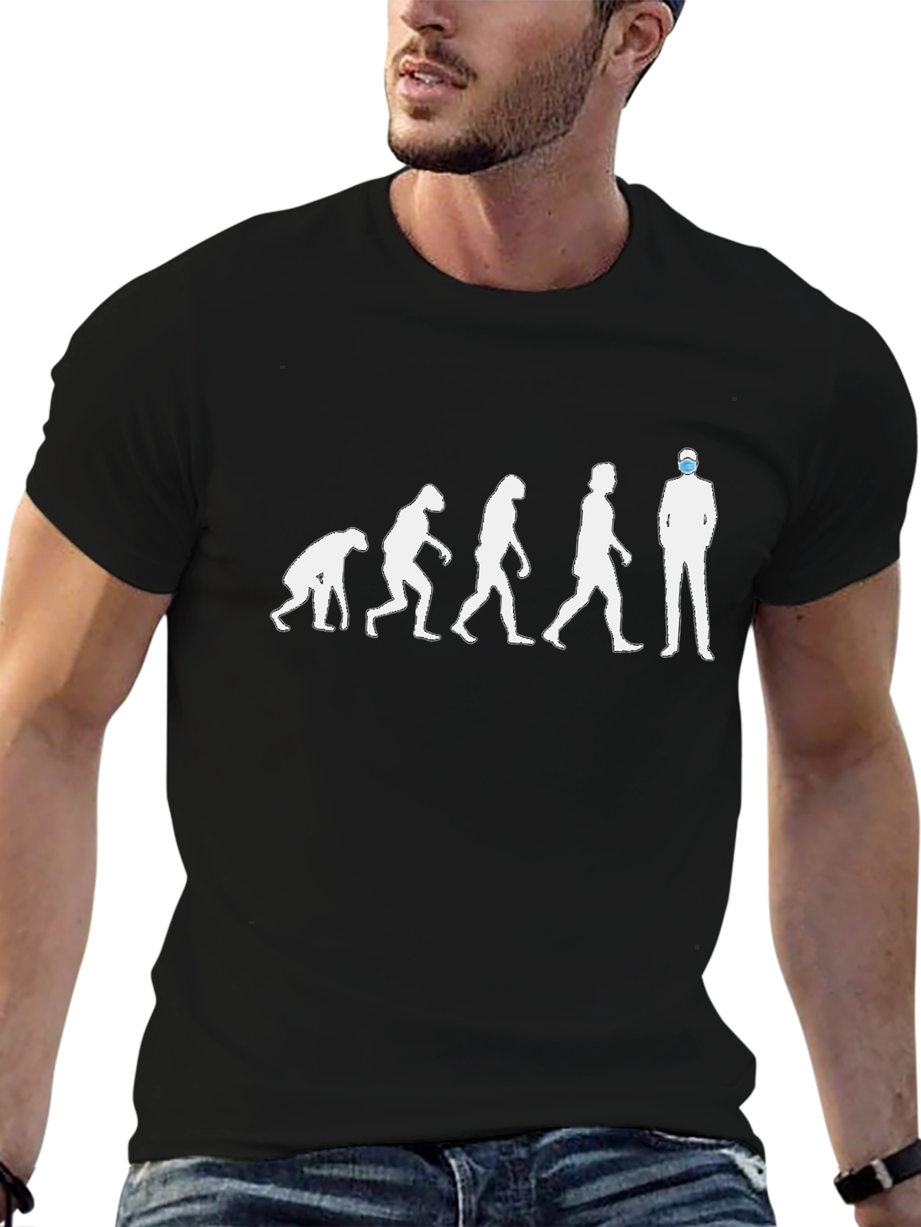 Evolution of Man Funny Graphic Tee - Mask Up!