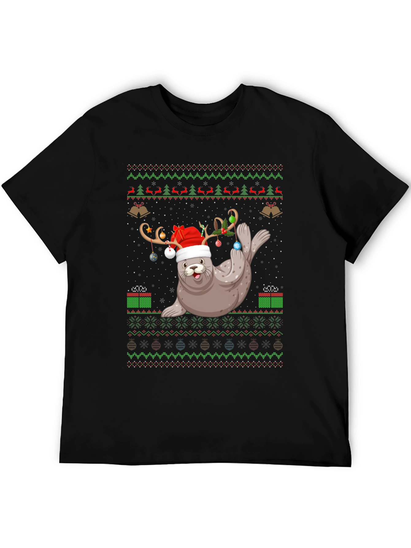 Festive Seal Christmas Sweater Tee