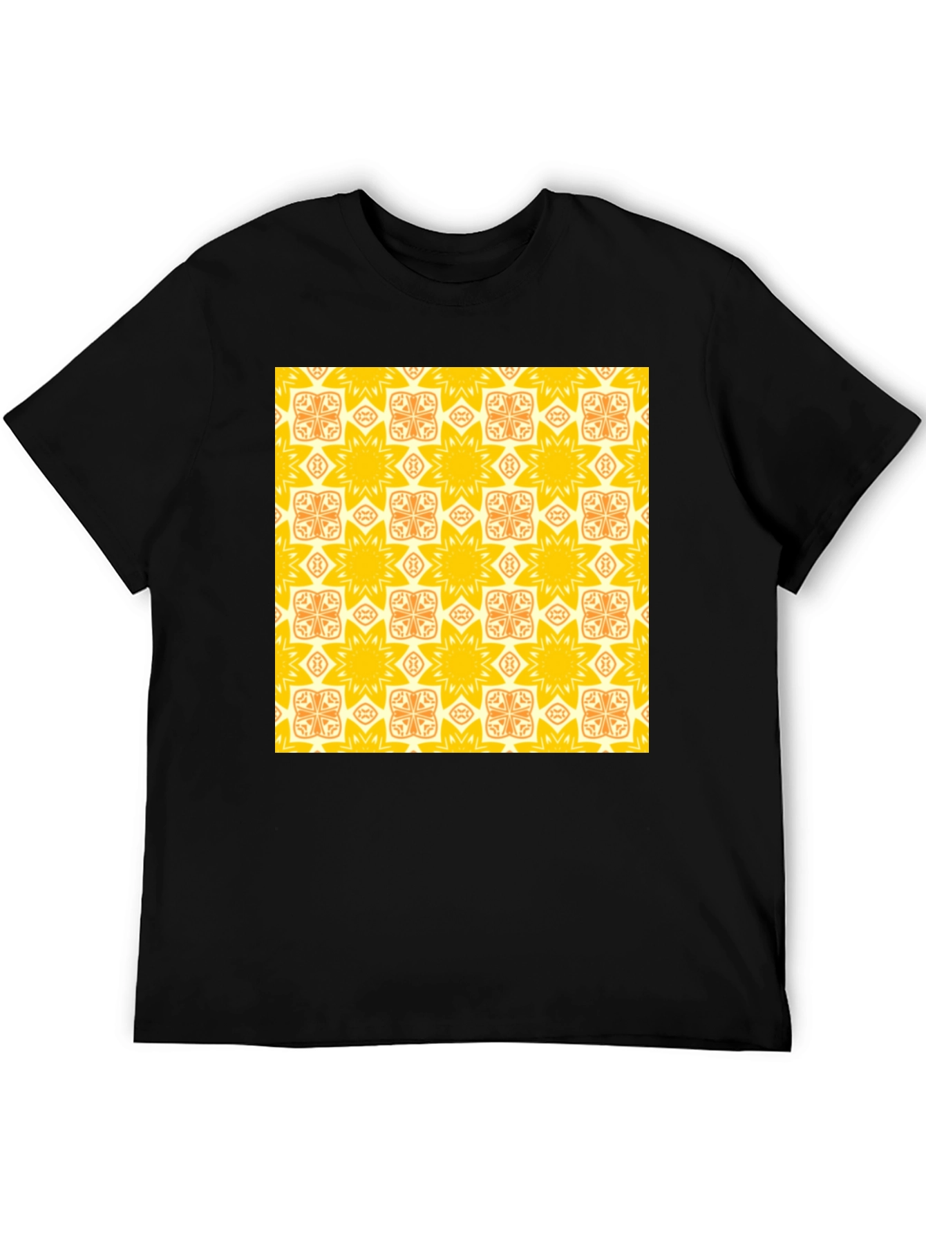 Geometric Patterned Black T-Shirt