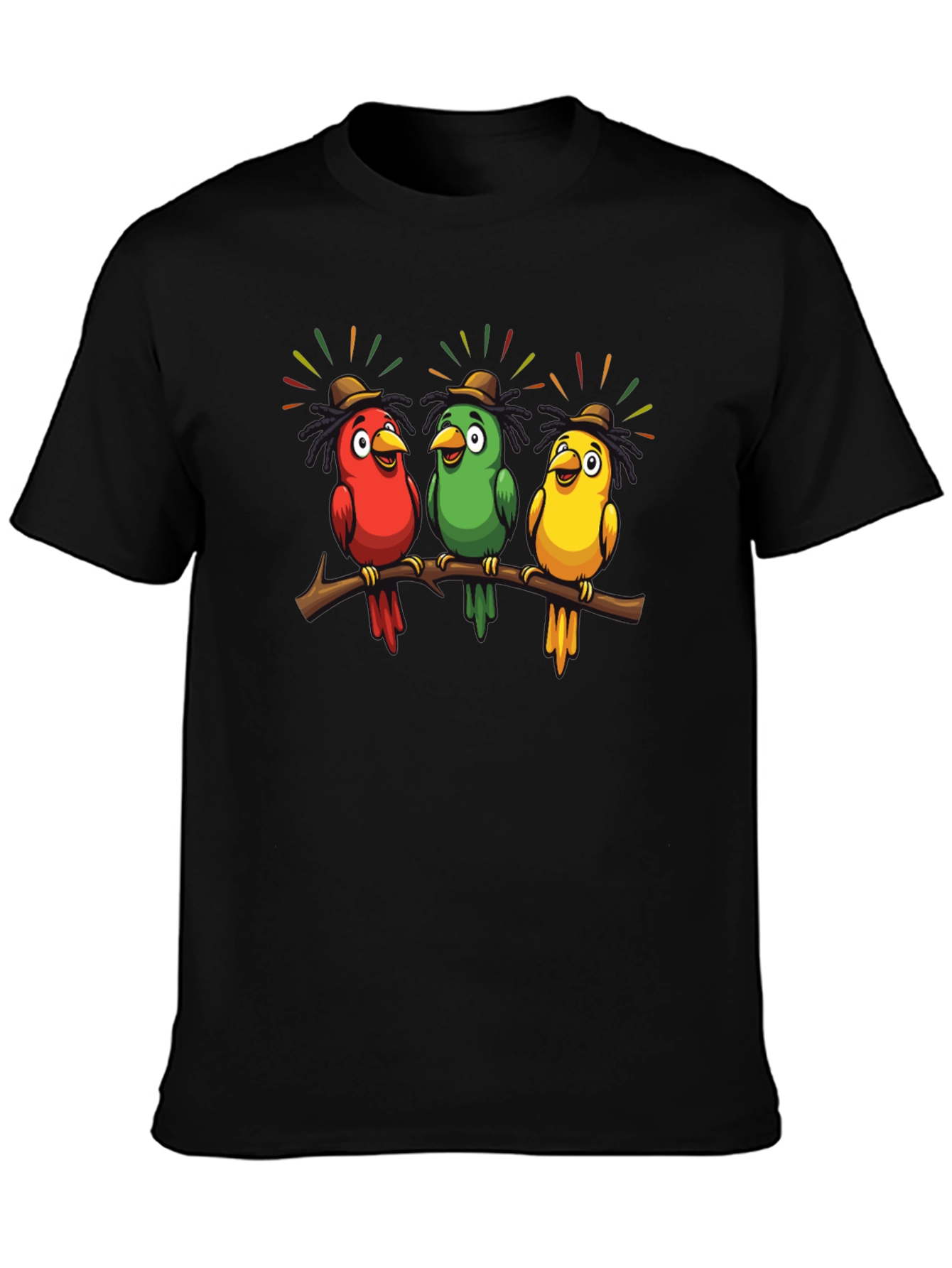 Rasta Parrots Black T-Shirt