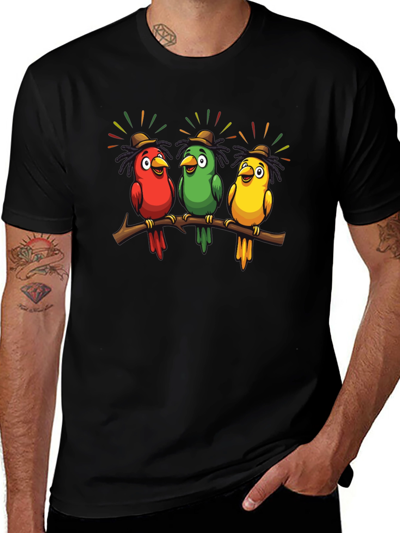 Rasta Parrots Black T-Shirt